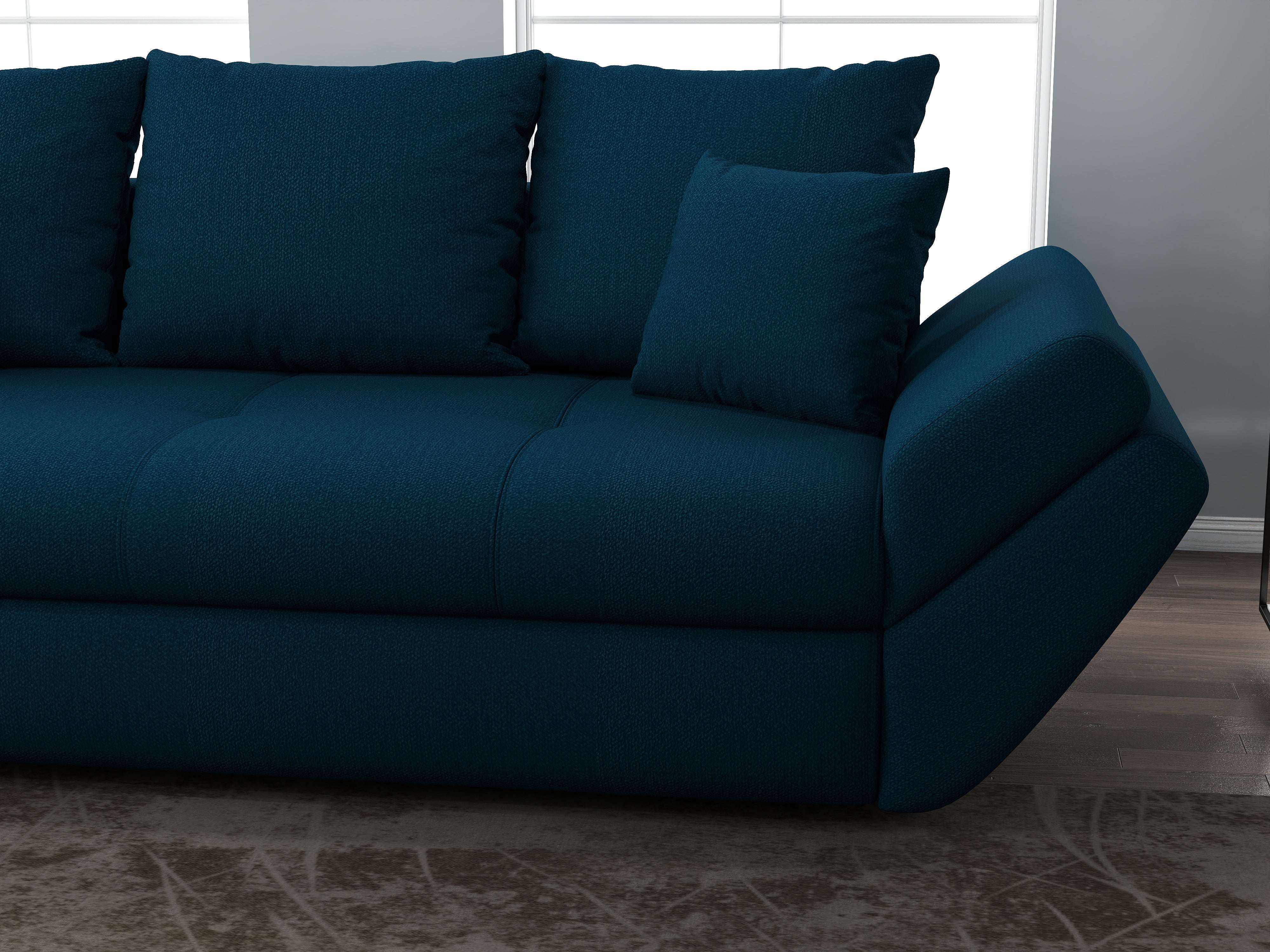 Canapea extensibilă dumonde cu ladă de depozitare si sezut confortabil din spuma HR, Loana Enjoy Petrol 250x100 cm Fabrica