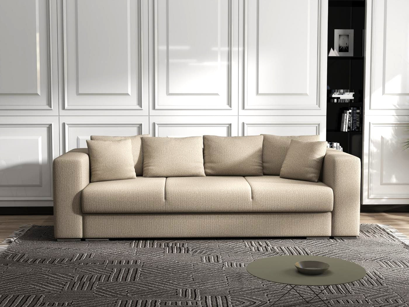 Canapea extensibilă dumonde cu ladă de depozitare si sezut confortabil din spuma HR, Gloria Enjoy Camel 240x100 cm Fabrica