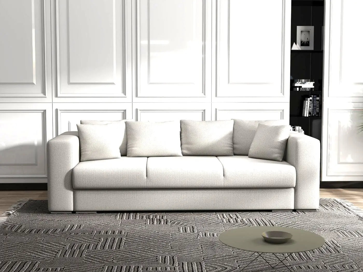 Canapea extensibilă dumonde cu ladă de depozitare si sezut confortabil din spuma HR, Gloria Bej 240x100 cm Fabrica