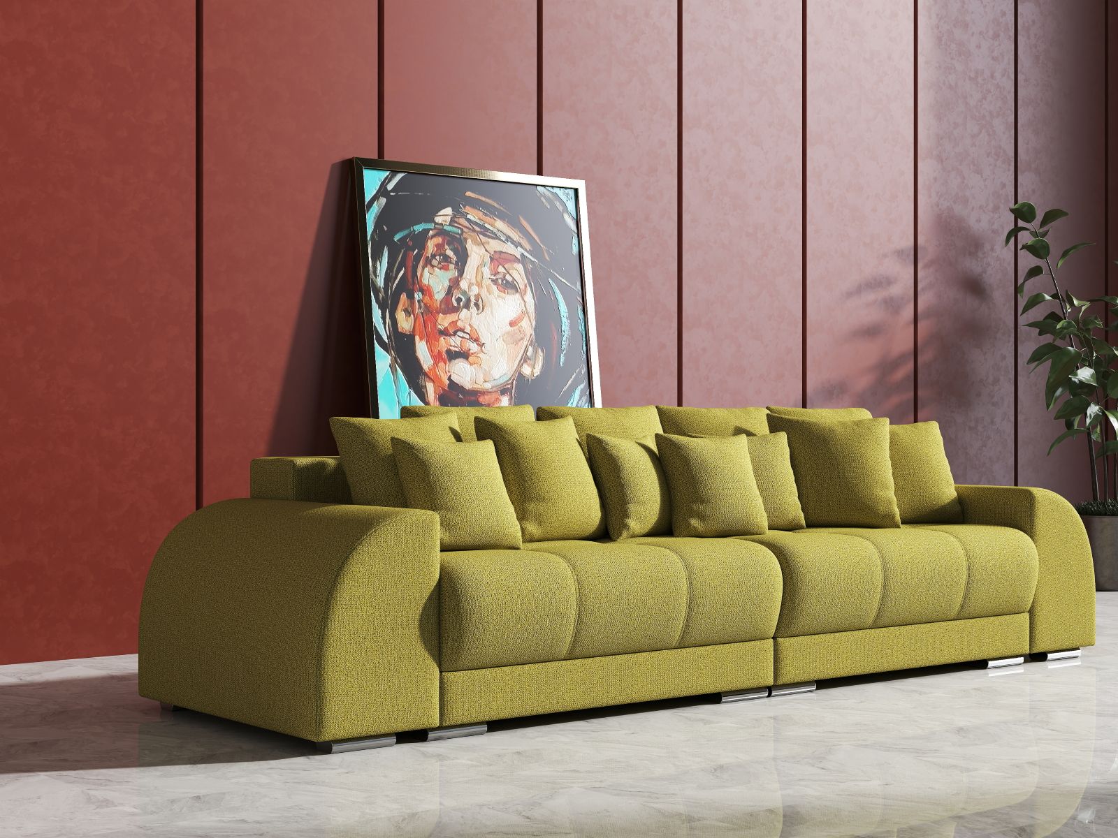Canapea extensibilă dumonde cu 2 lăzi de depozitare si sezut confortabil din spuma HR, Verona Enjoy Green 310x100 cm Fabrica