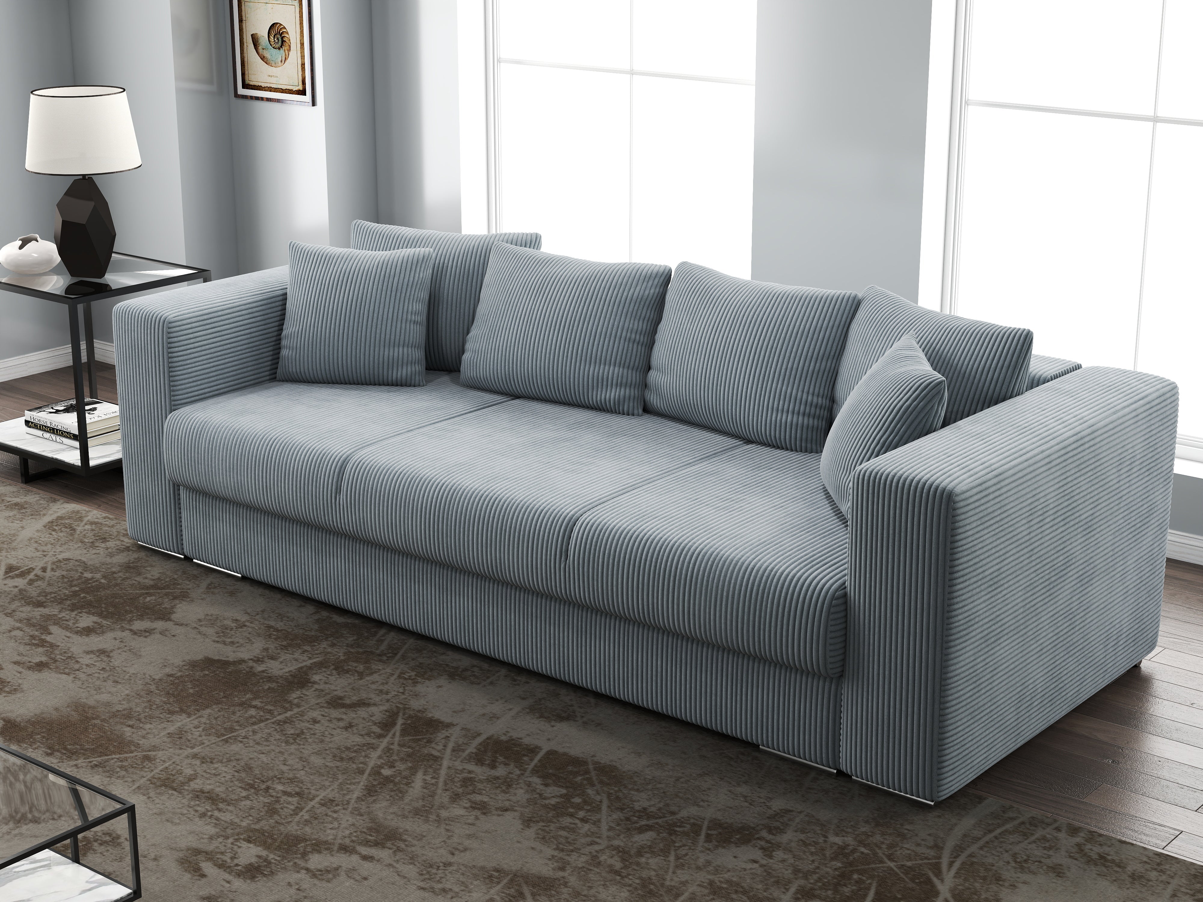 Canapea extensibilă dumonde cu ladă de depozitare si sezut confortabil din spuma HR, Gloria Zoom Grey 240x100 cm Fabrica