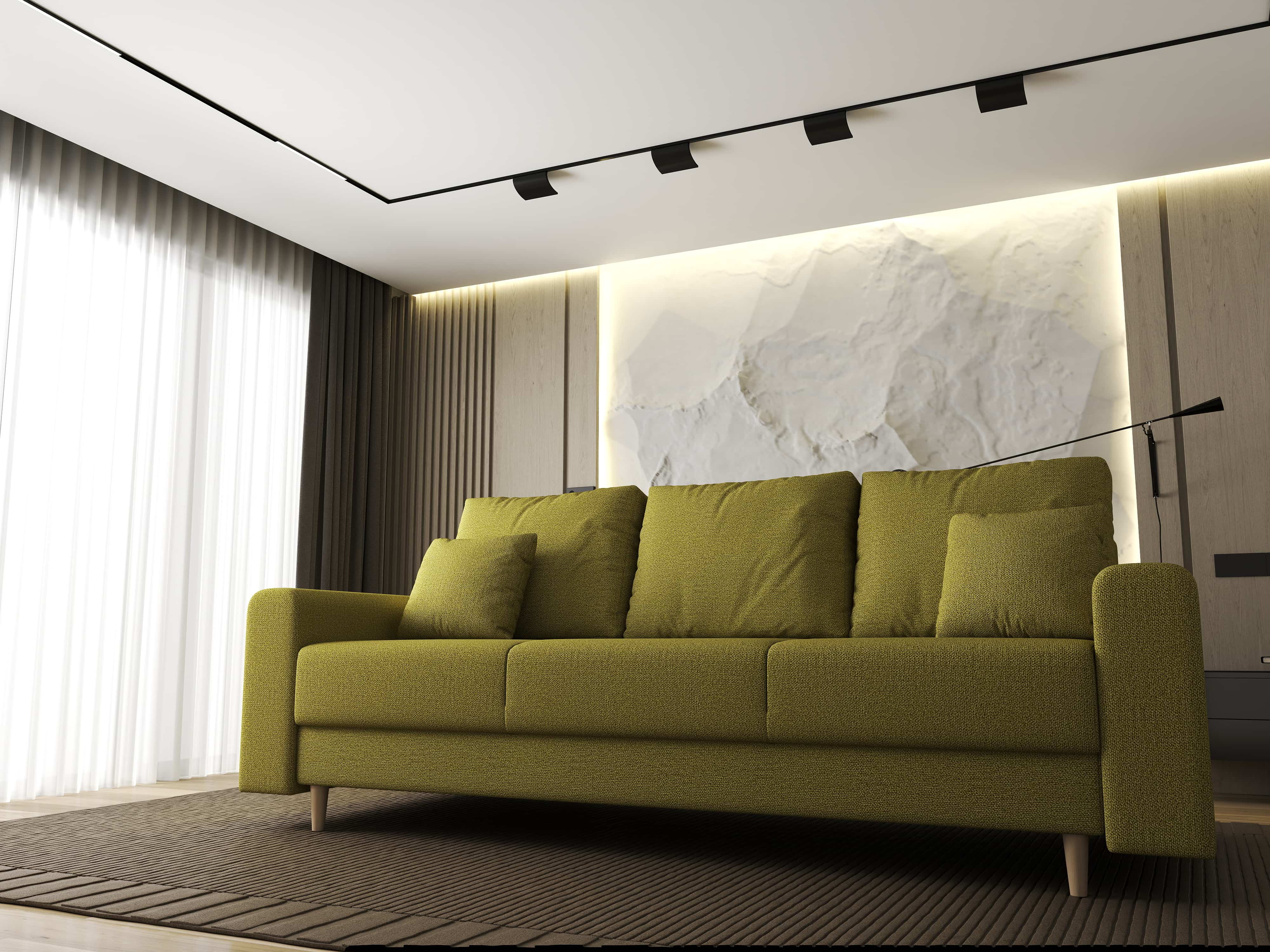 Canapea extensibilă dumonde cu ladă de depozitare si sezut confortabil din spuma HR, Kronos Enjoy Verde 210x100 cm fabrica