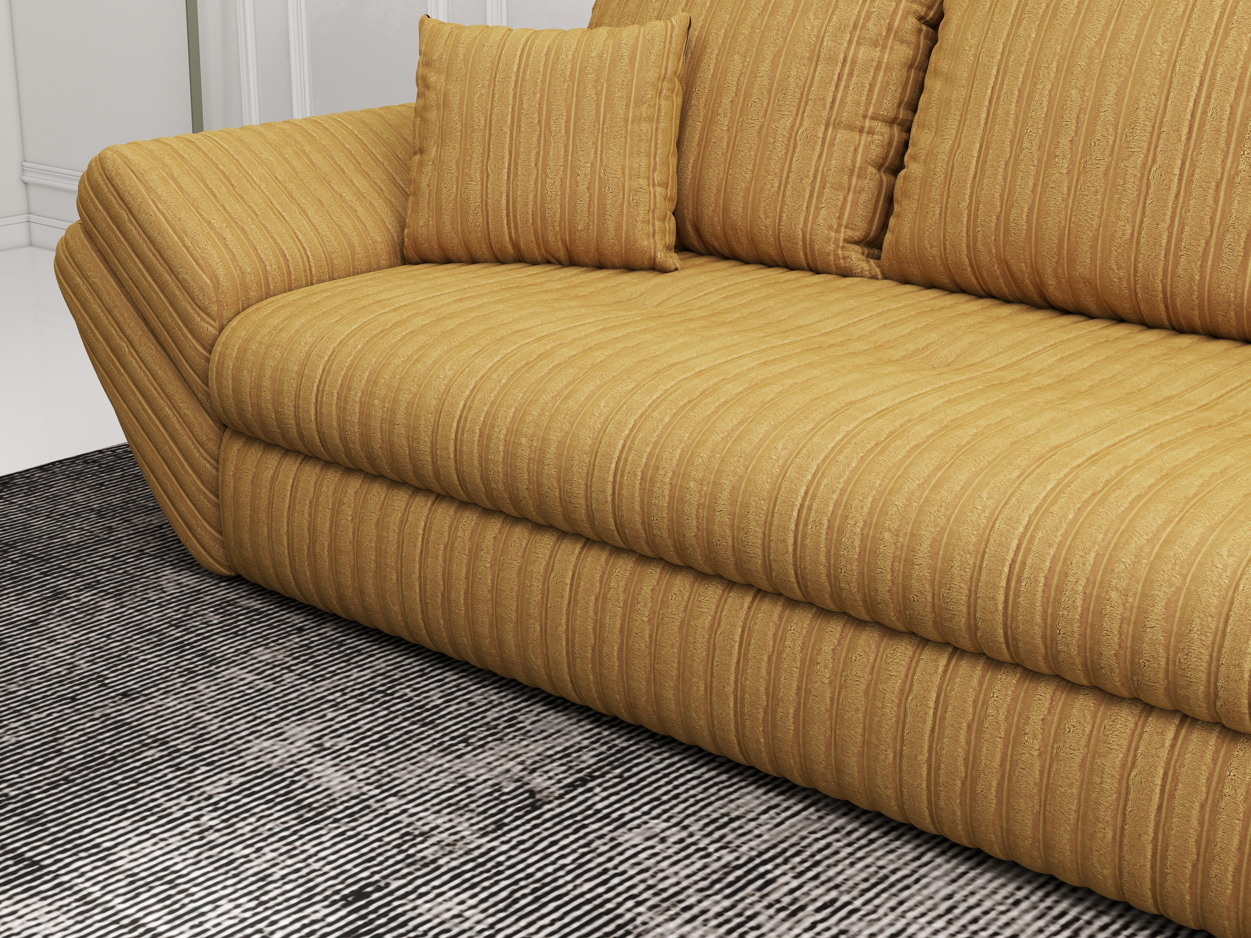 Canapea extensibilă dumonde cu ladă de depozitare si sezut confortabil din spuma HR, Loana Ambience Mustar 250x100 cm Fabrica