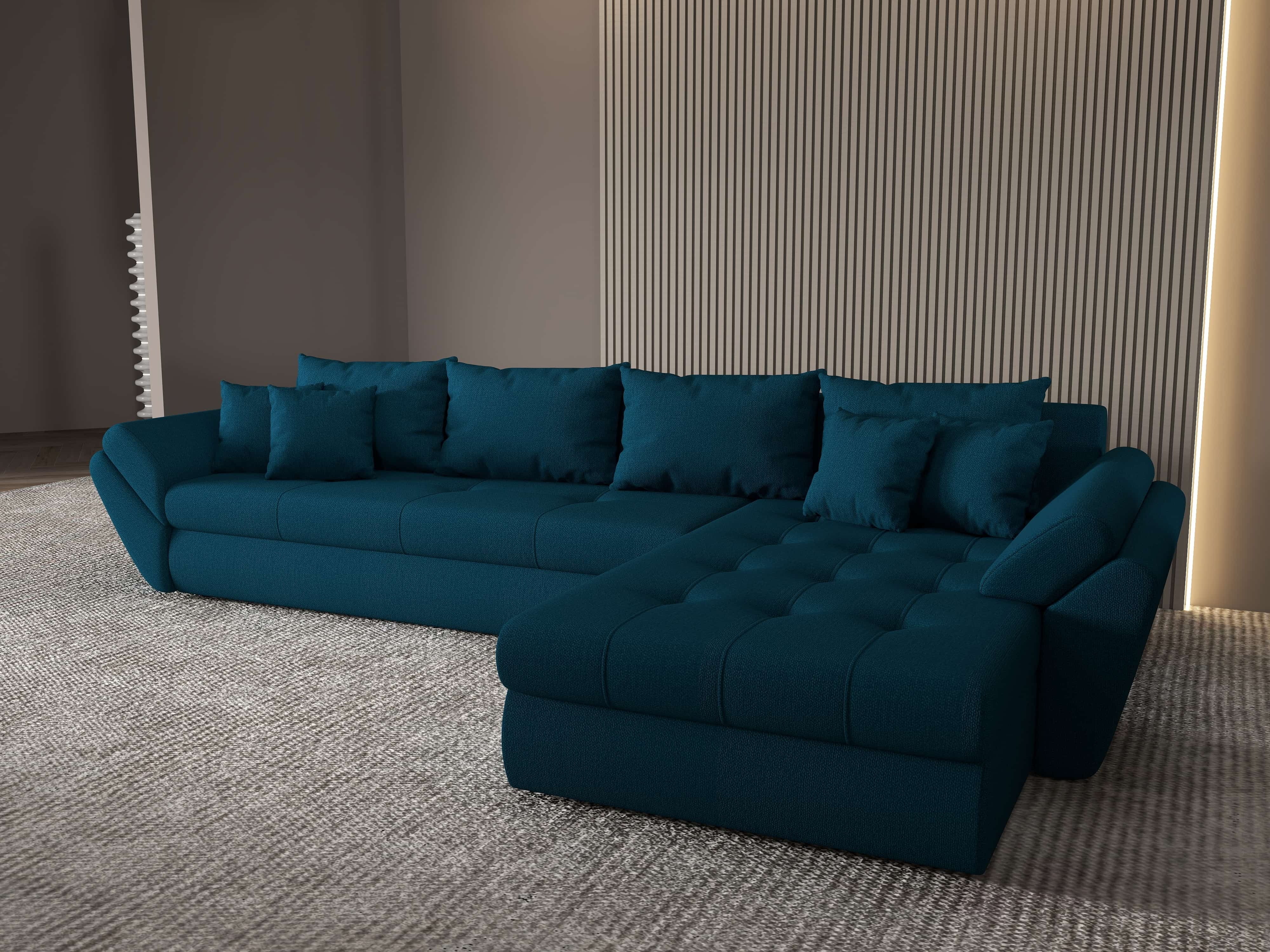 Colțar extensibil dumonde cu ladă de depozitare si sezut confortabil din spuma HR, Loana XL Enjoy Petrol II 335x185 cm Fabrica