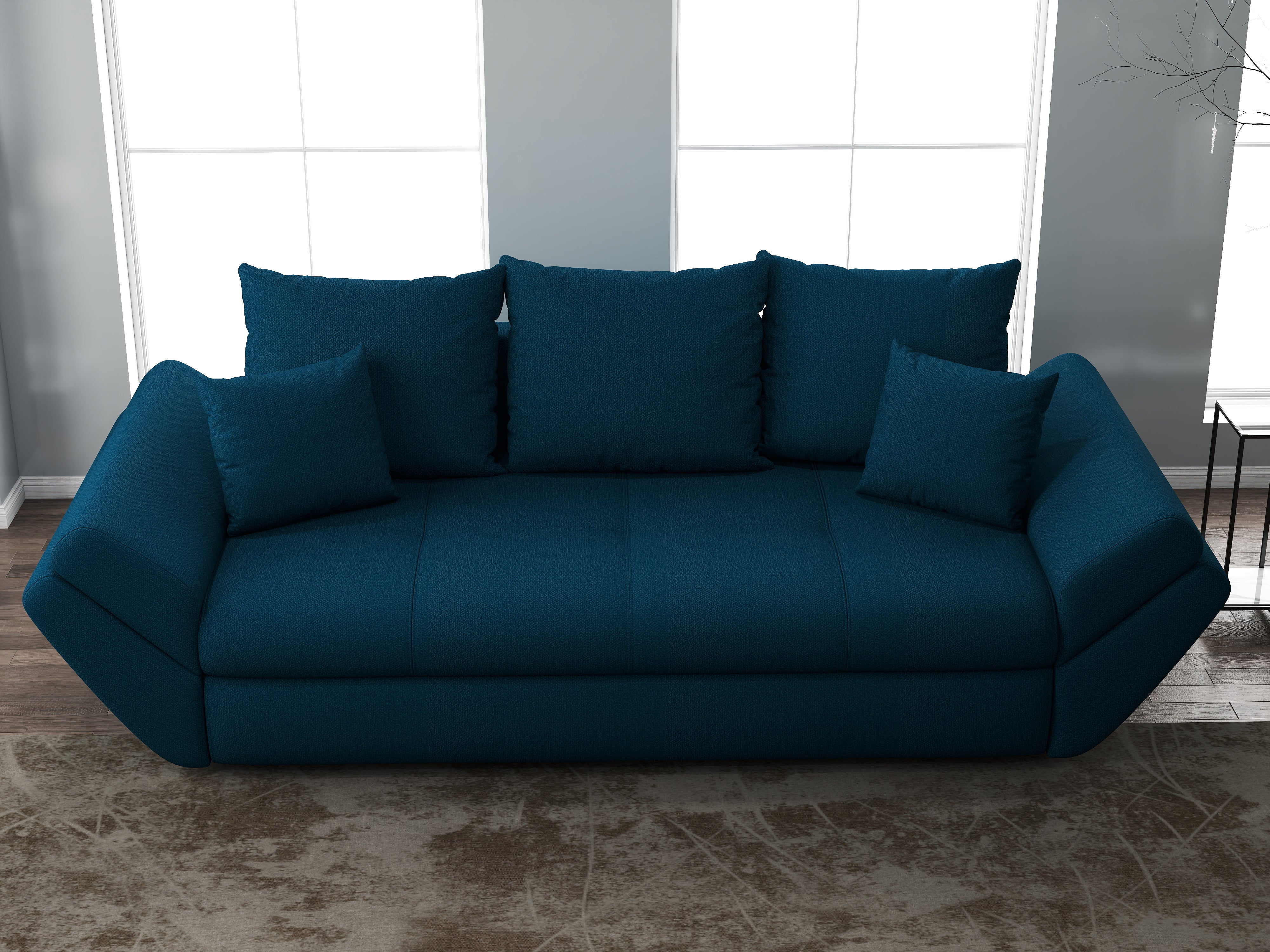 Canapea extensibilă dumonde cu ladă de depozitare si sezut confortabil din spuma HR, Loana Enjoy Petrol 250x100 cm Fabrica