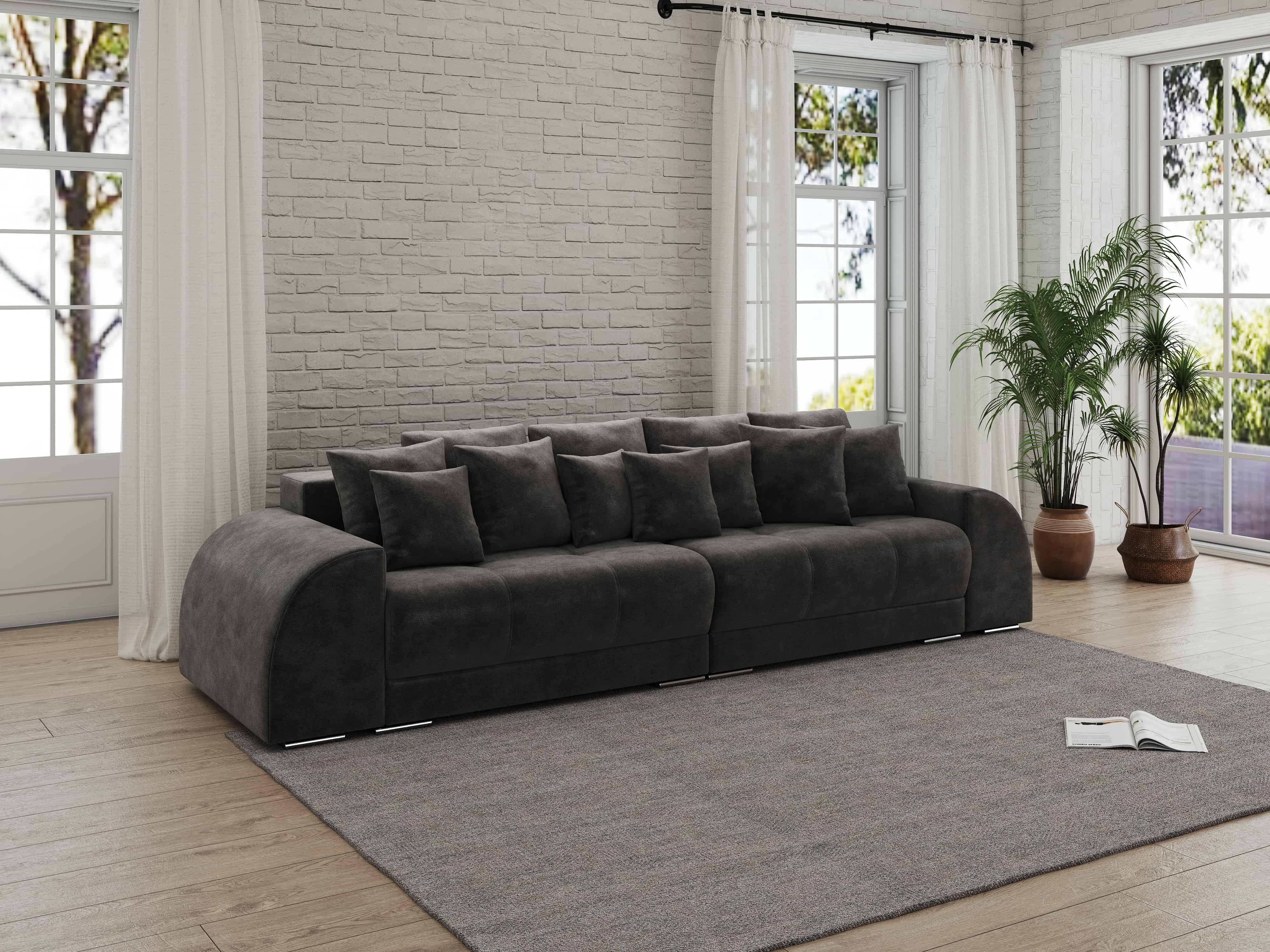 Canapea extensibilă dumonde cu 2 lăzi de depozitare si sezut confortabil din spuma HR, Verona Tobago Anthracit 310x100 cm Fabrica