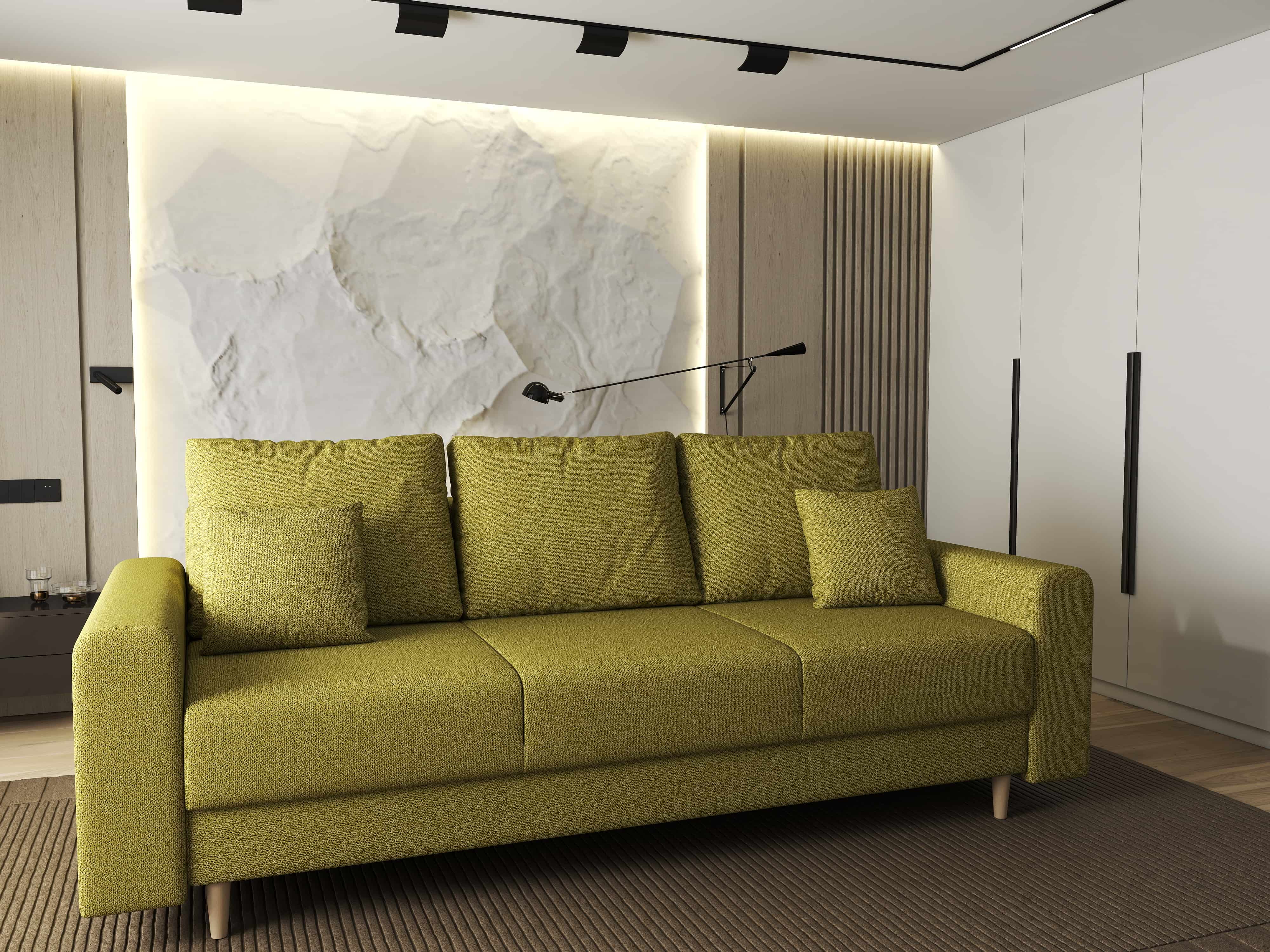 Canapea extensibilă dumonde cu ladă de depozitare si sezut confortabil din spuma HR, Kronos Enjoy Verde 210x100 cm fabrica