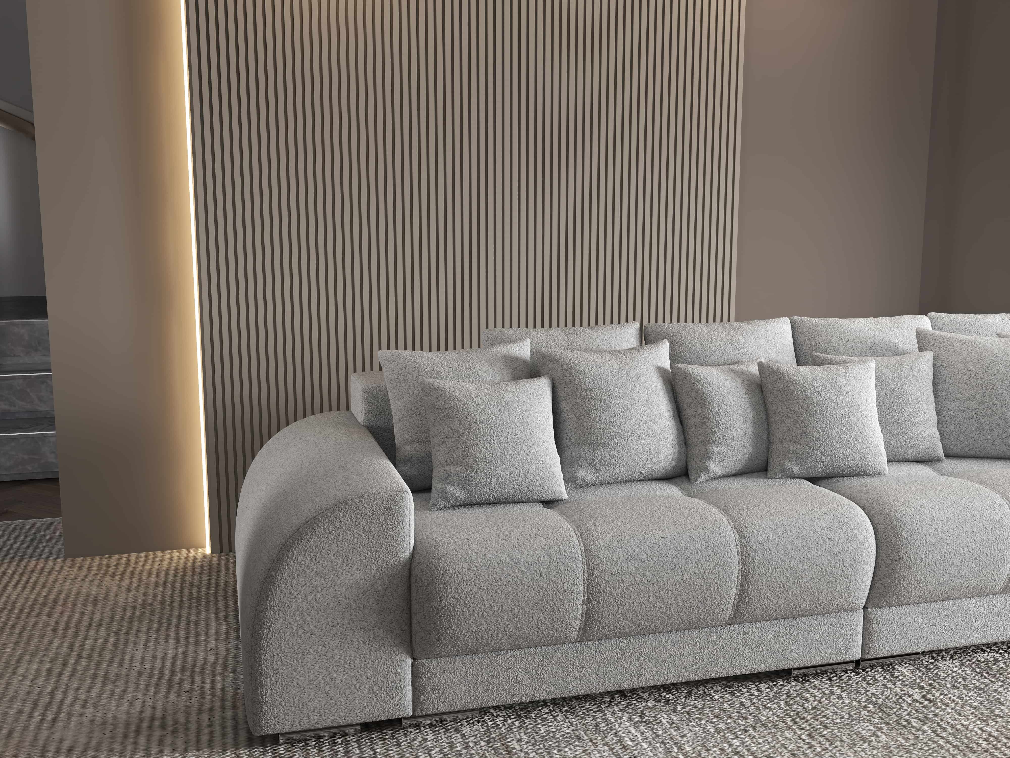 Canapea extensibilă dumonde cu 2 lăzi de depozitare si sezut confortabil din spuma HR, Verona Euphoria Dove 310x100 cm Fabrica