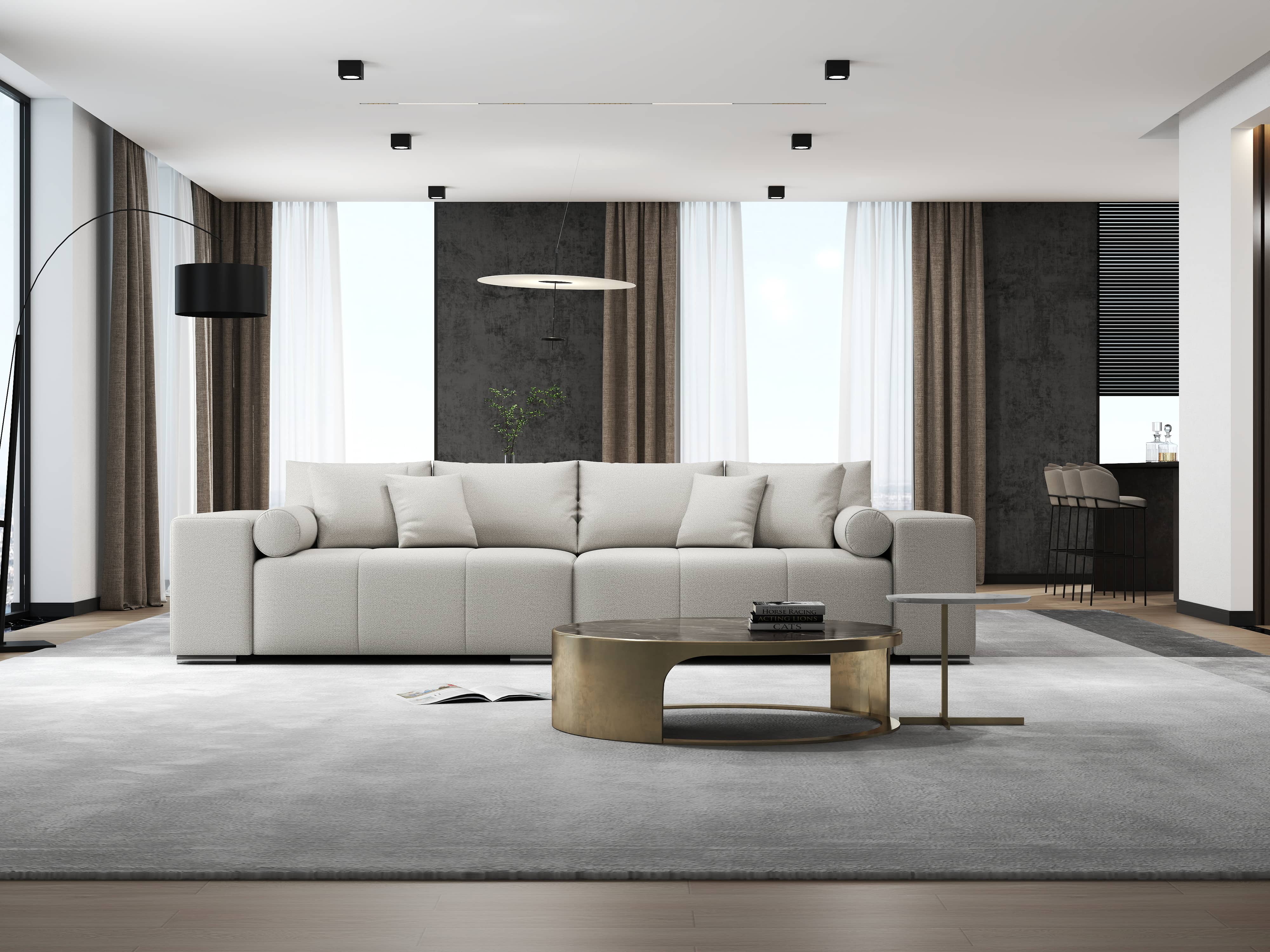 Canapea extensibilă dumonde cu ladă de depozitare si sezut confortabil din spuma HR, Marbela Enjoy Beige XXL 295x100 cm fabrica