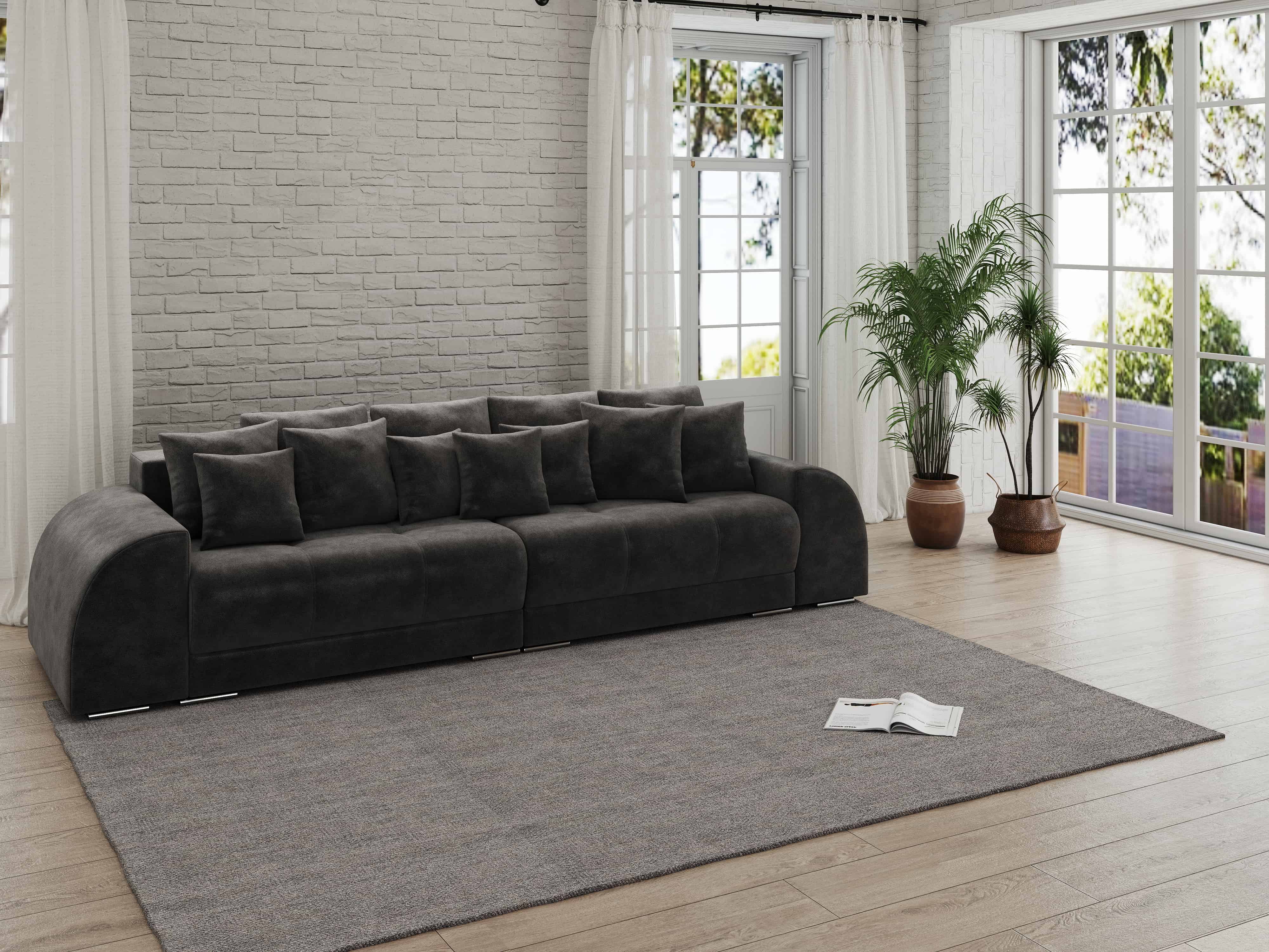 Canapea extensibilă dumonde cu 2 lăzi de depozitare si sezut confortabil din spuma HR, Verona Tobago Anthracit 310x100 cm Fabrica