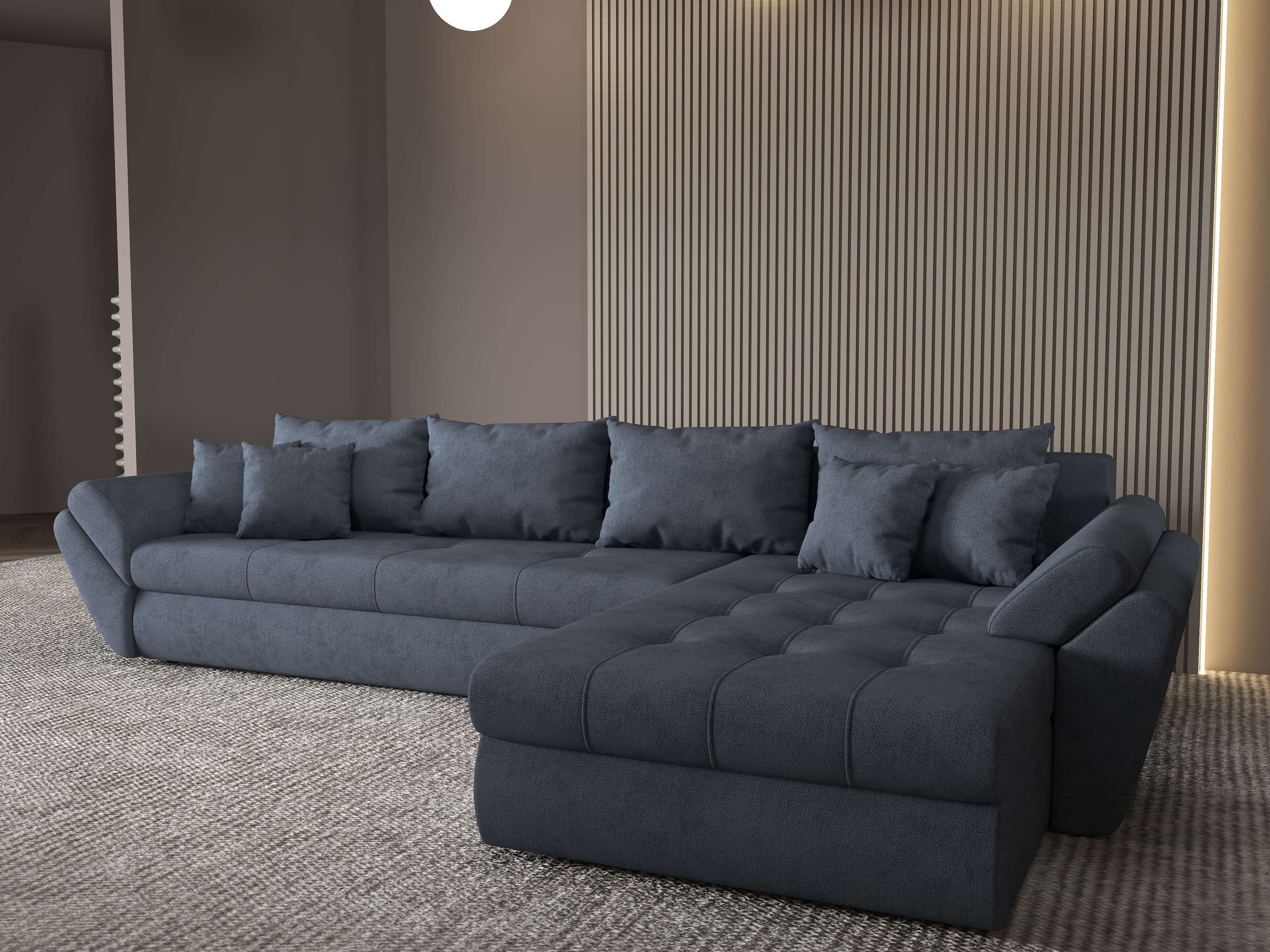 Colțar extensibil dumonde cu ladă de depozitare si sezut confortabil din spuma HR, Loana XL Enjoy Antracit II 335x185 cm Fabrica