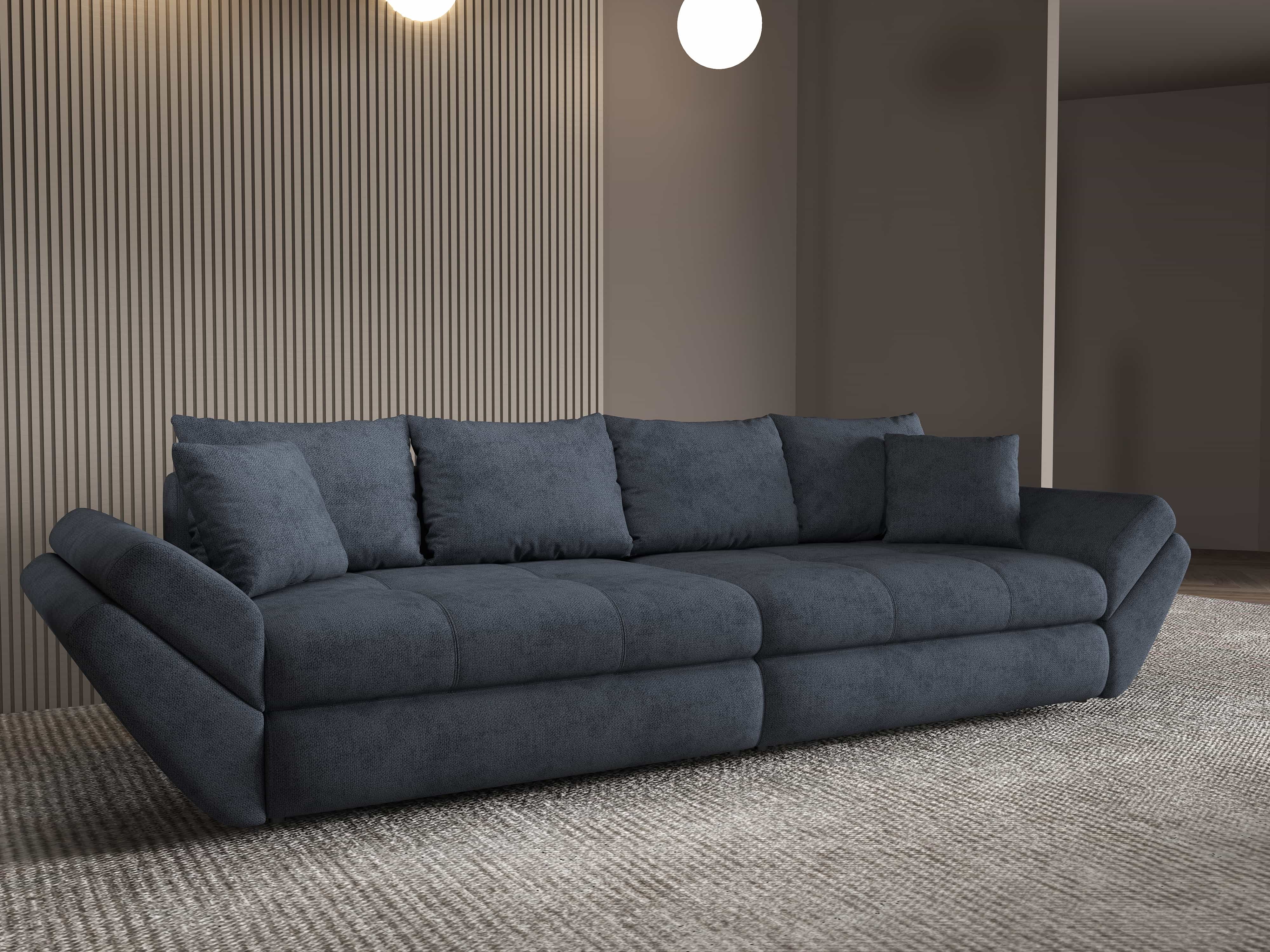 Canapea extensibilă dumonde cu ladă de depozitare si sezut confortabil din spuma HR, Loana Enjoy Antracit 300x100 cm Fabrica