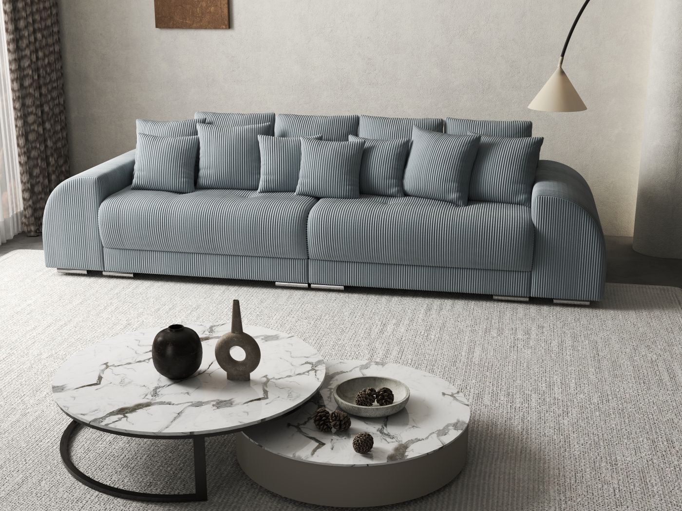 Canapea extensibilă dumonde cu 2 lăzi de depozitare si sezut confortabil din spuma HR, Verona Zoom Grey 310x100 cm Fabrica