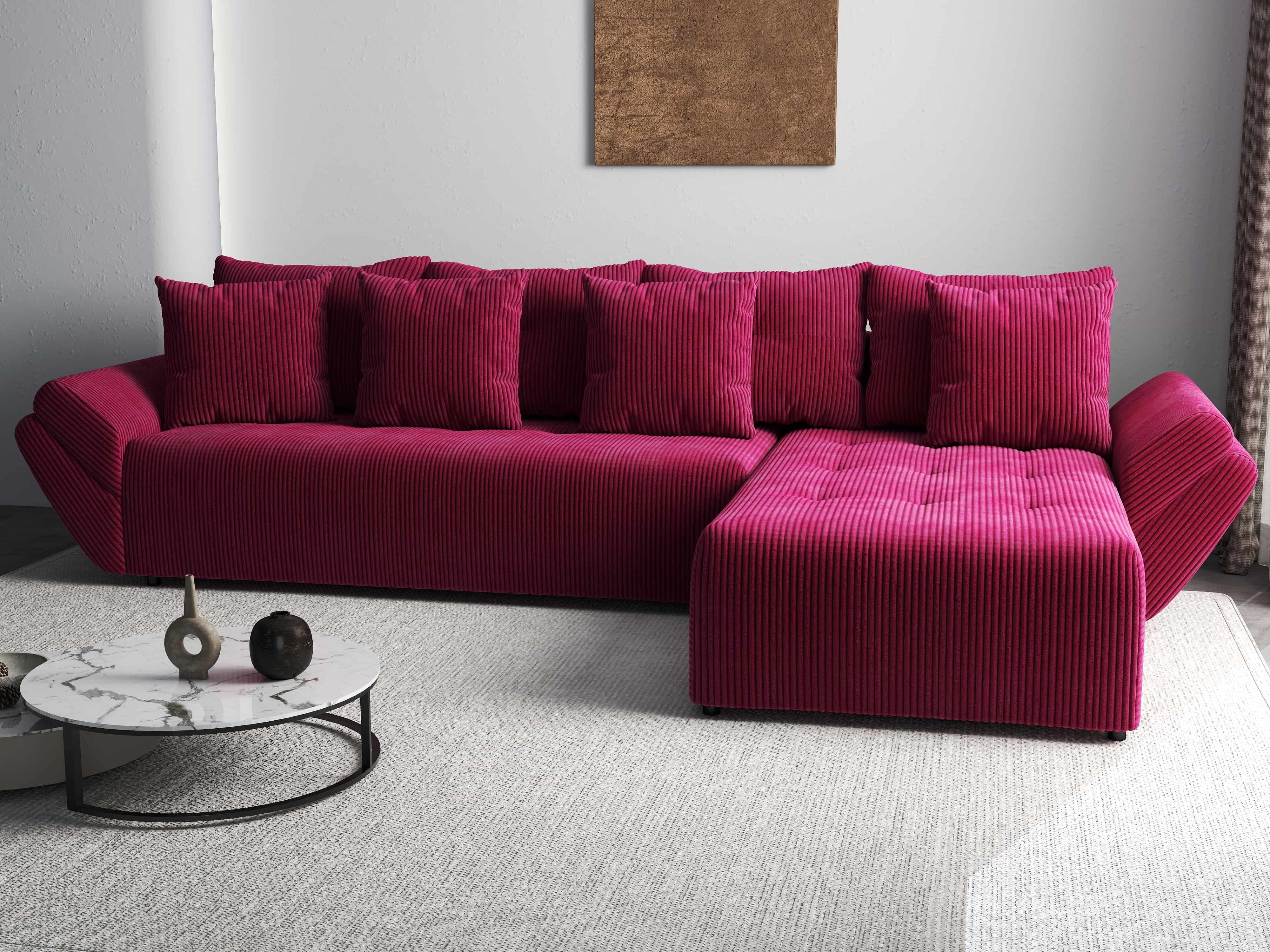 Colțar extensibil dumonde cu ladă de depozitare si sezut confortabil din spuma HR, Berlin XL Zoom Red 350x185 cm II Fabrica