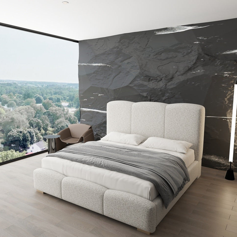 Dumonde hálószoba ágy, kárpitozott bézs, Havana 160x200 cm, felnyitható ágyrács, tárolóhely