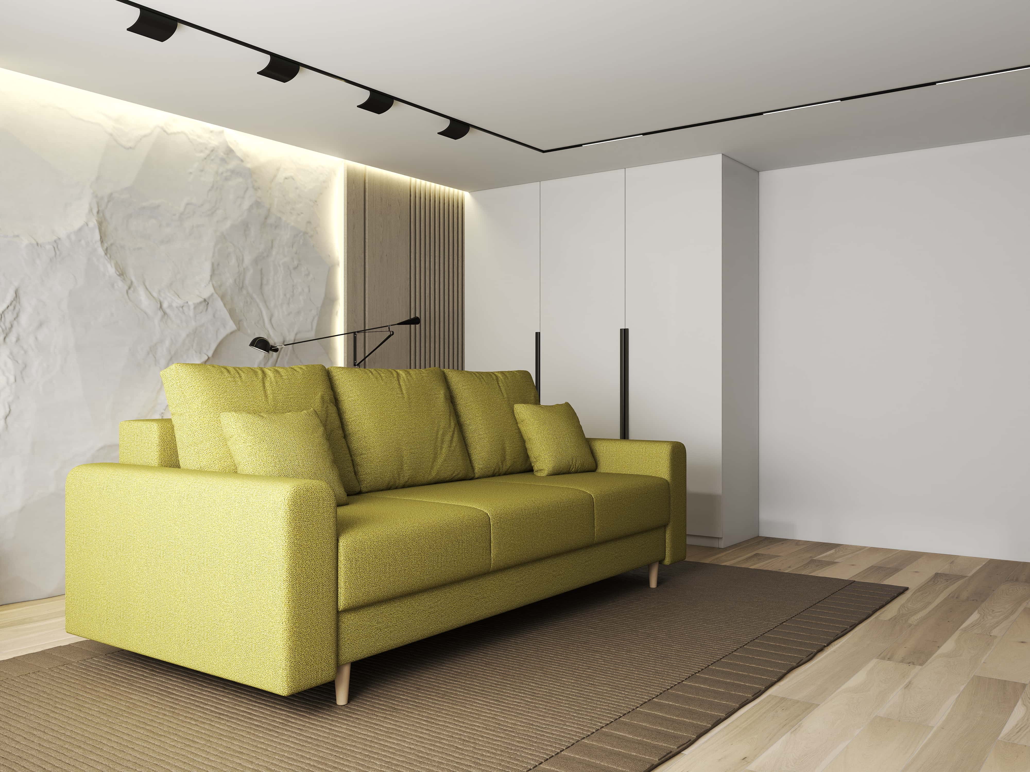 Canapea extensibilă dumonde cu ladă de depozitare si sezut confortabil din spuma HR, Kronos Enjoy Verde 210x100 cm fabrica