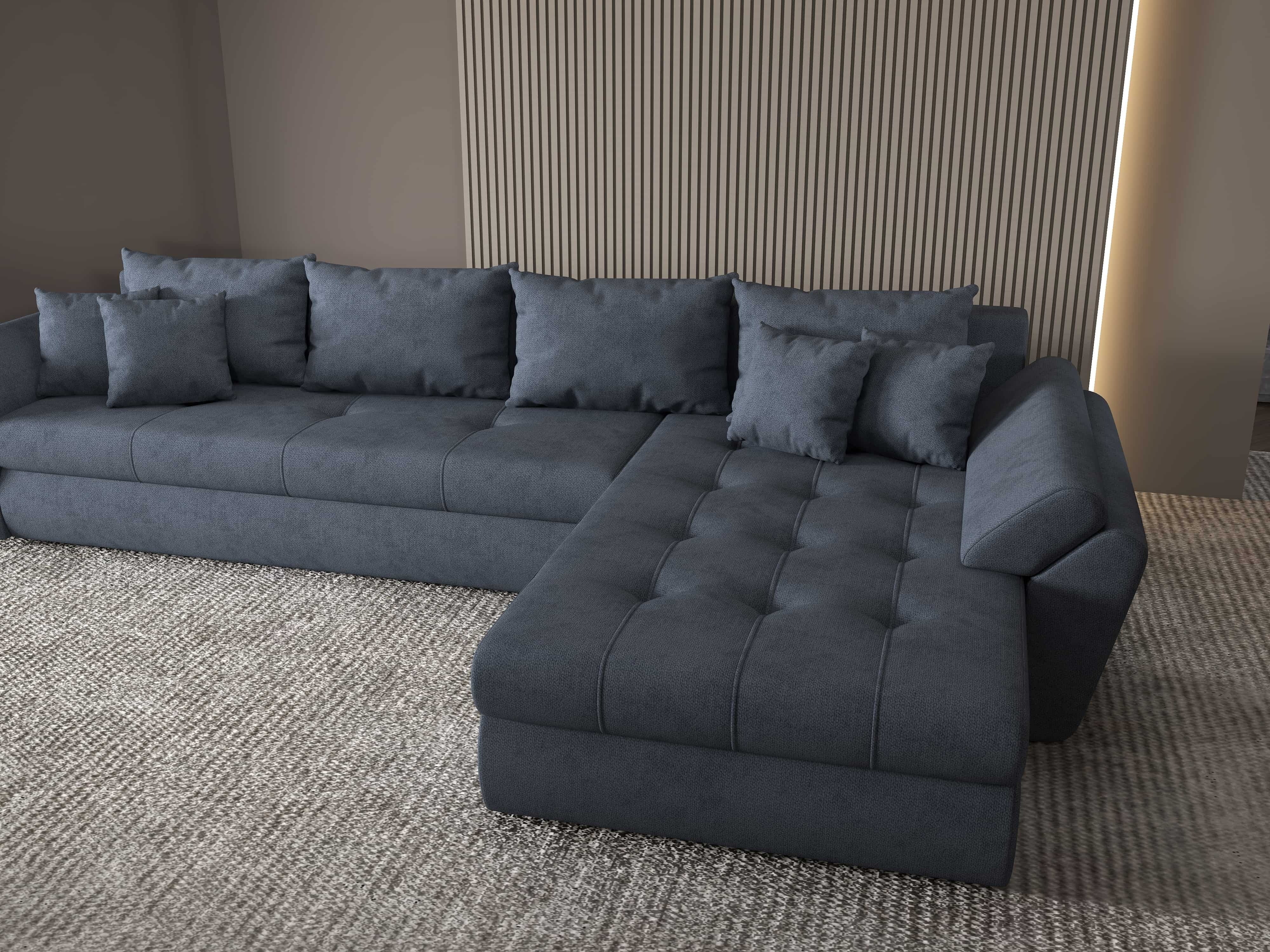 Colțar extensibil dumonde cu ladă de depozitare si sezut confortabil din spuma HR, Loana XL Enjoy Antracit II 335x185 cm Fabrica