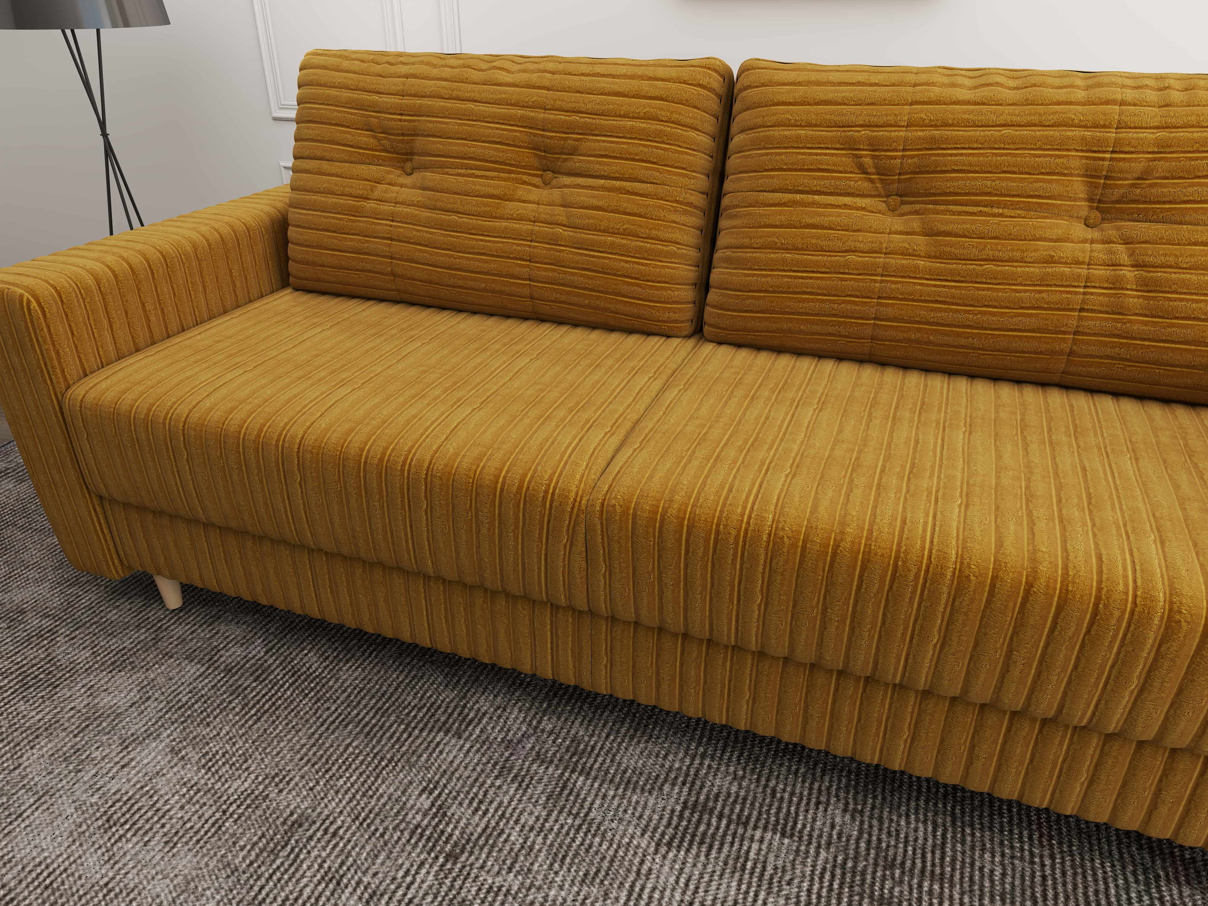 Canapea extensibilă dumonde cu ladă de depozitare si sezut confortabil din spuma HR, Summer Ambience Mustar 225x100 cm fabrica