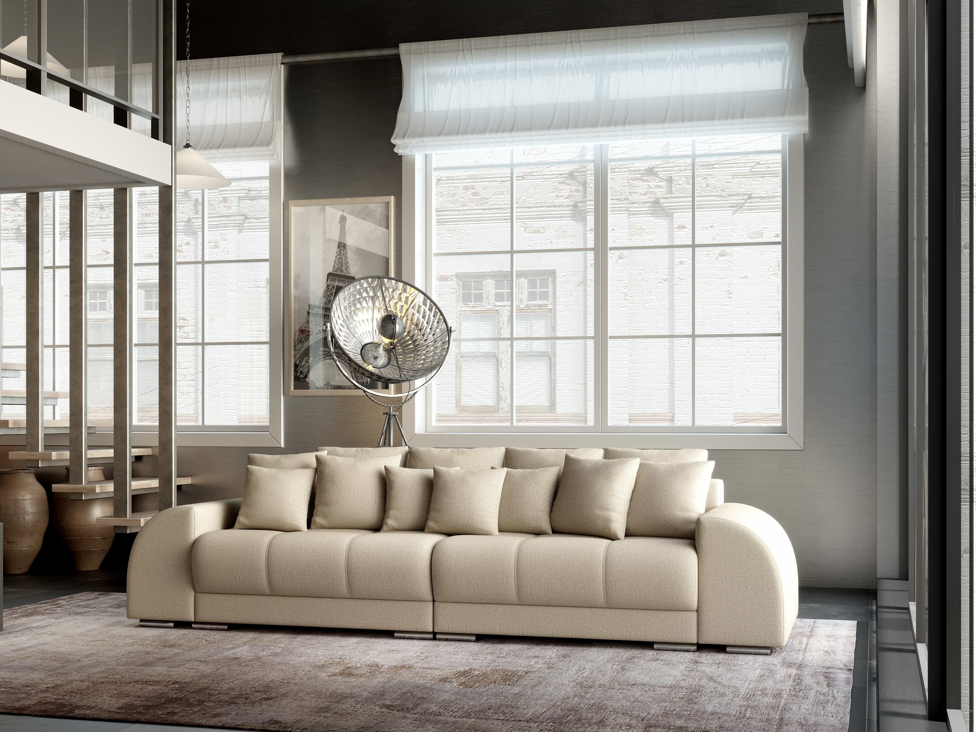 Canapea extensibilă dumonde cu 2 lăzi de depozitare si sezut confortabil din spuma HR, Verona Enjoy Camel 310x100 cm Fabrica