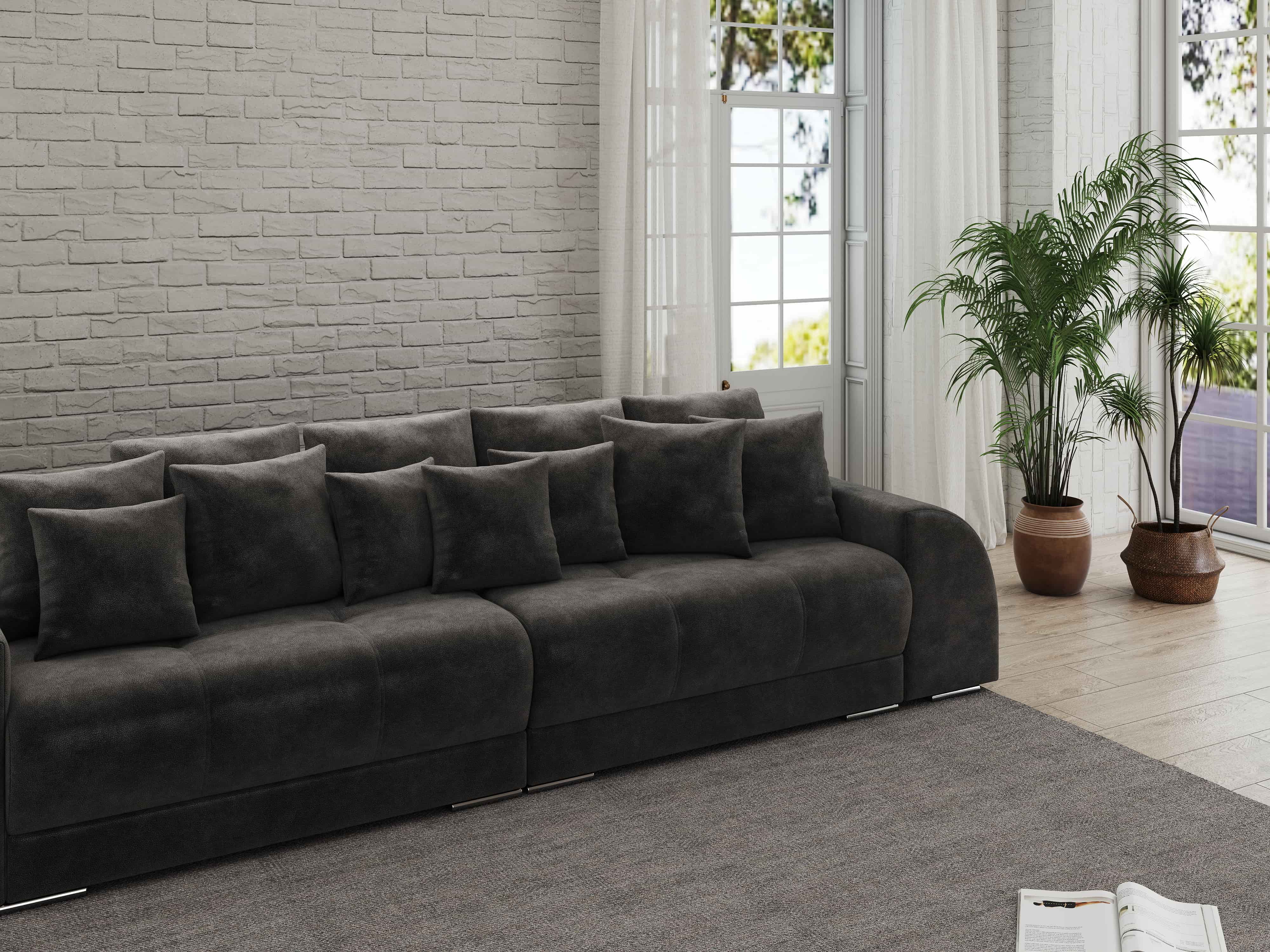 Canapea extensibilă dumonde cu 2 lăzi de depozitare si sezut confortabil din spuma HR, Verona Tobago Anthracit 310x100 cm Fabrica