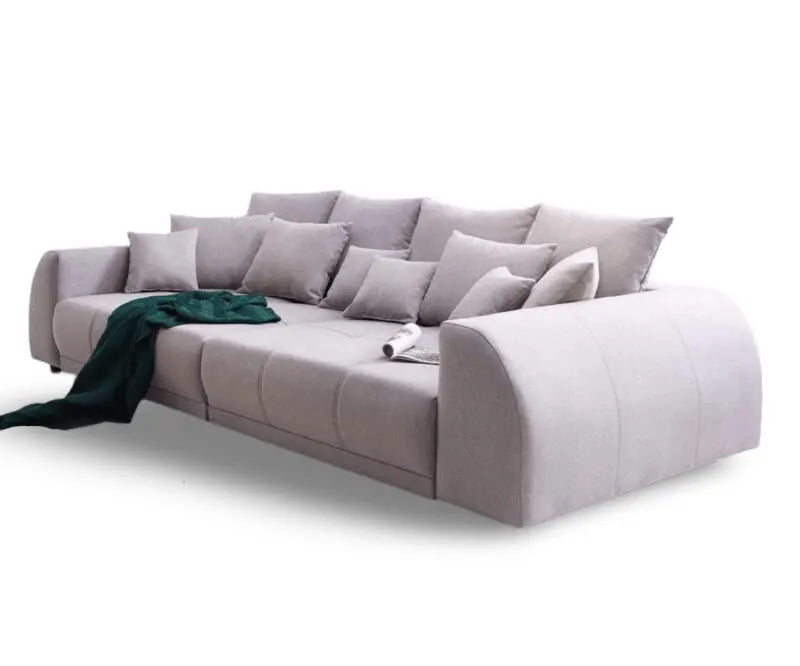 Canapea extensibilă dumonde cu 2 lăzi de depozitare si sezut confortabil din spuma high-density, Verona Enjoy Grey 310x120 cm cu taburet inclus