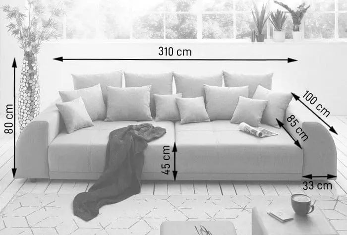 Canapea extensibilă dumonde cu 2 lăzi de depozitare si sezut confortabil din spuma high-density, Verona Loft White 310x120 cm