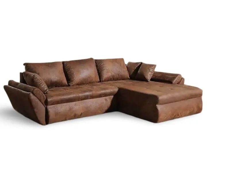 Colțar extensibil dumonde cu ladă de depozitare si sezut confortabil din spuma high-density, Loana Madagaskar Brown 270x185 cm