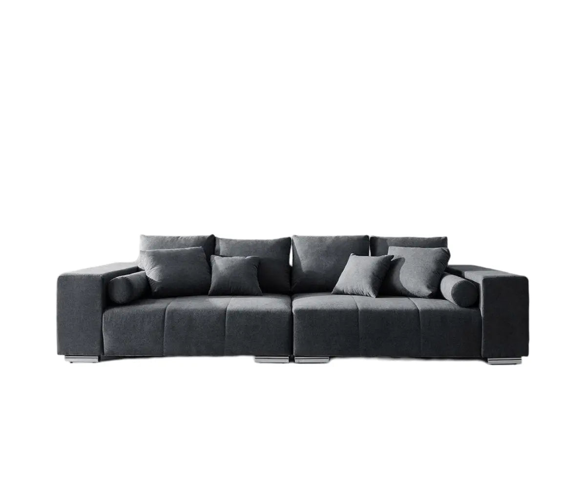 Dumonde kihúzható kanapé tárolódobozzal és kényelmes, nagy sűrűségű habszivacsból készült ülőrésszel, Marbela Enjoy Graphite XXL 295x100 cm