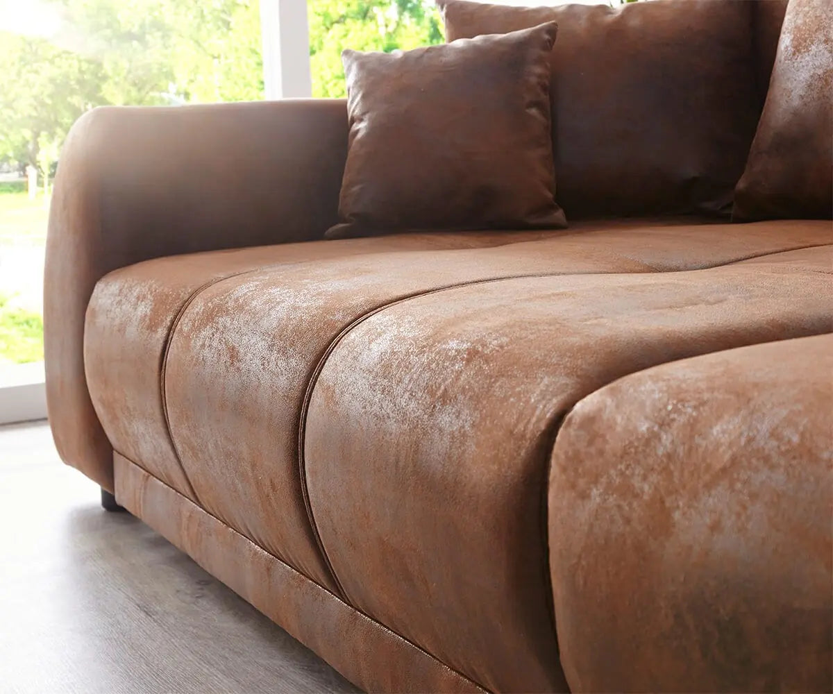 Canapea extensibilă dumonde cu 2 lăzi de depozitare si sezut confortabil din spuma high-density, Verona Madagaskar Brown 310x120 cm