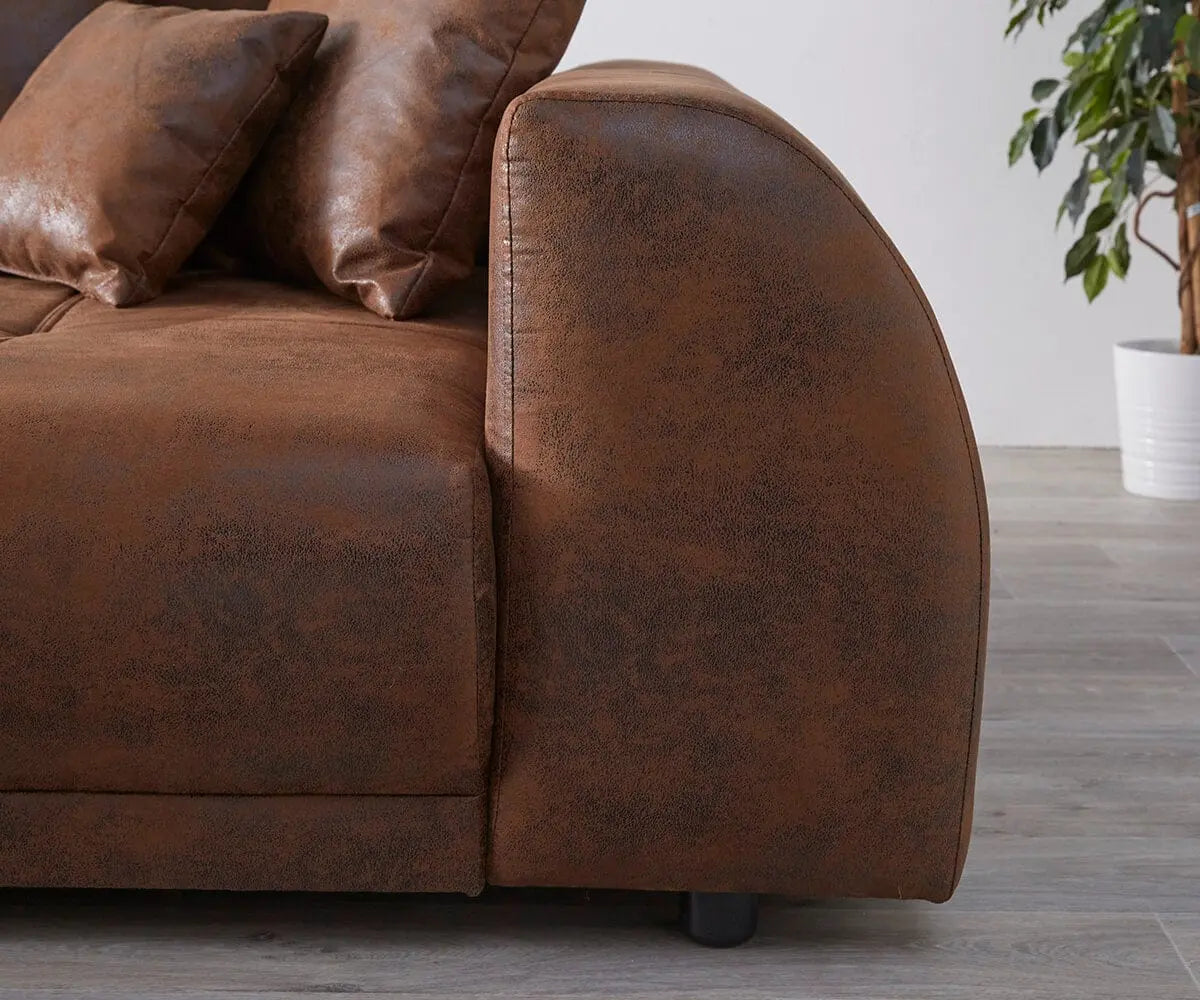 Canapea extensibilă dumonde cu 2 lăzi de depozitare si sezut confortabil din spuma high-density, Verona Madagaskar Brown 310x120 cm