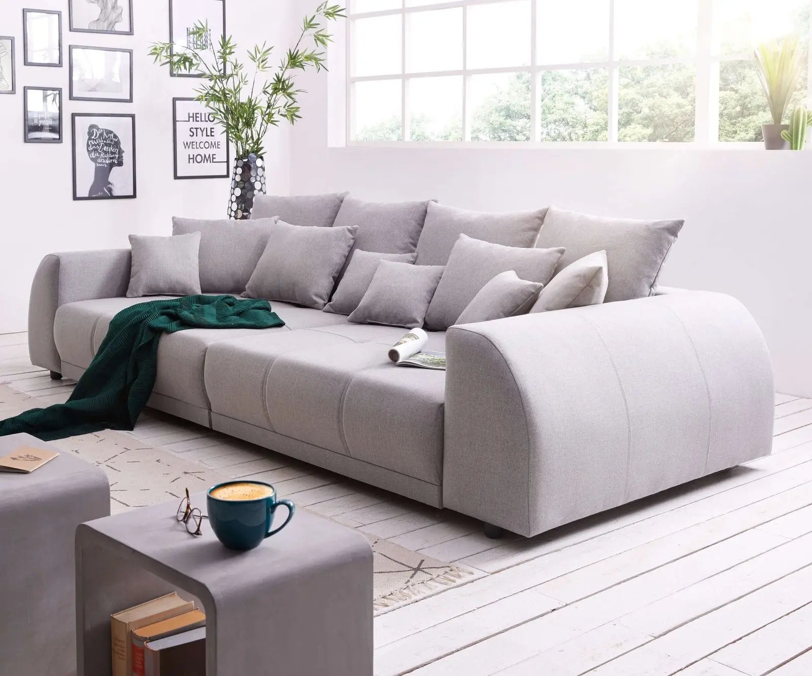 Canapea extensibilă dumonde cu 2 lăzi de depozitare si sezut confortabil din spuma high-density, Verona Enjoy Grey 310x120 cm