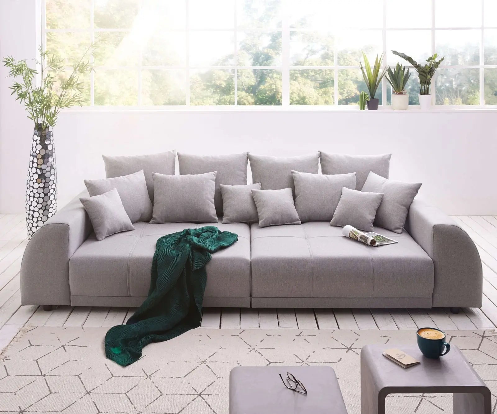Canapea extensibilă dumonde cu 2 lăzi de depozitare si sezut confortabil din spuma high-density, Verona Enjoy Grey 310x120 cm