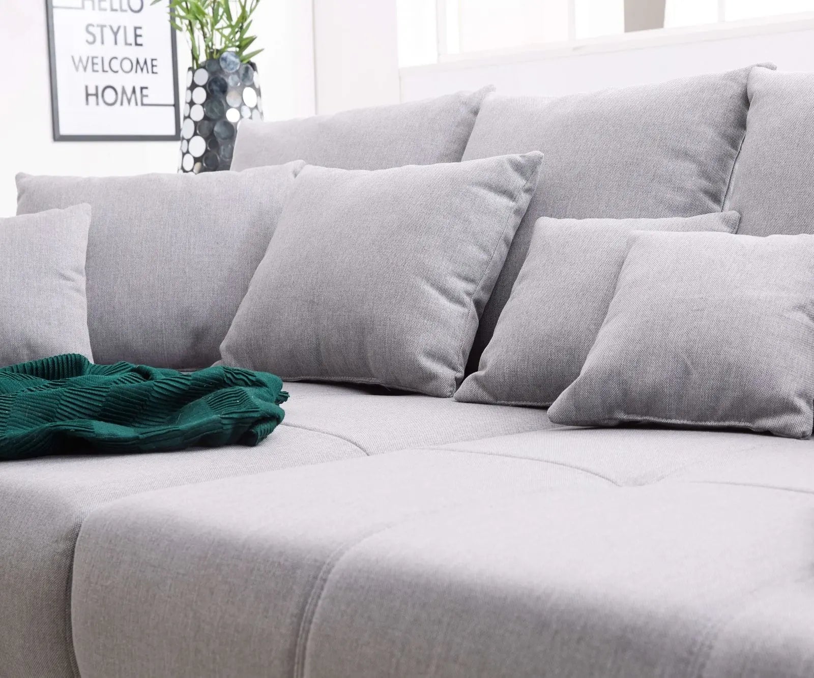 Canapea extensibilă dumonde cu 2 lăzi de depozitare si sezut confortabil din spuma high-density, Verona Enjoy Grey 310x120 cm