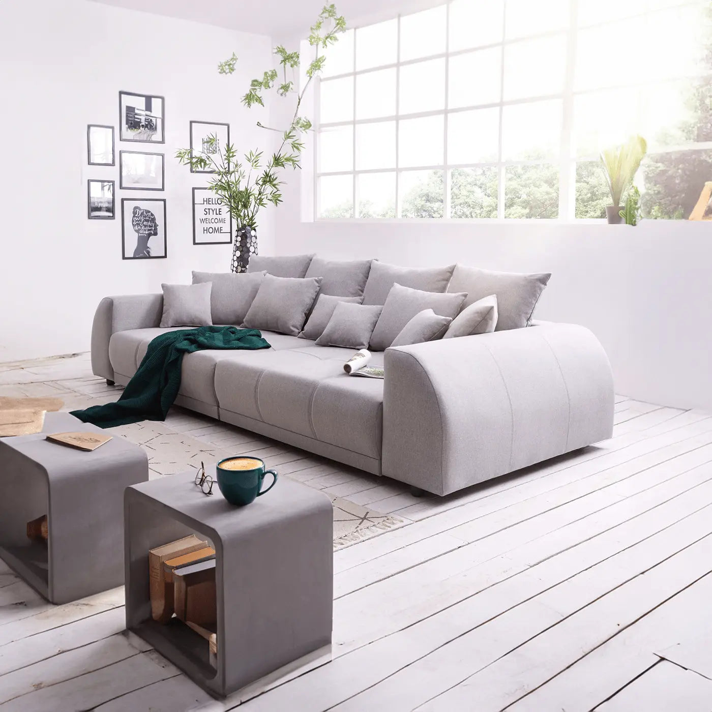 Canapea extensibilă dumonde cu 2 lăzi de depozitare si sezut confortabil din spuma high-density, Verona Enjoy Grey 310x120 cm