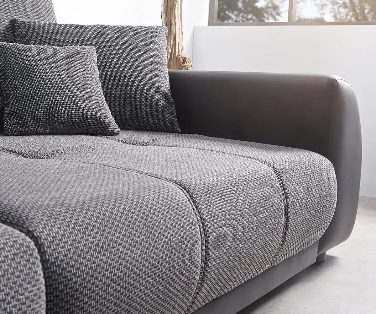 Canapea extensibilă dumonde cu 2 lăzi de depozitare si sezut confortabil din spuma high-density, Verona Magma Black 310x120 cm