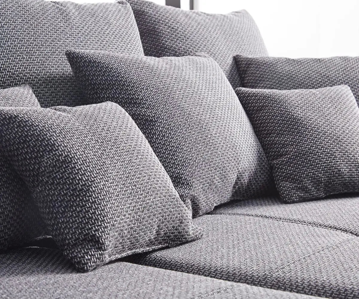 Canapea extensibilă dumonde cu 2 lăzi de depozitare si sezut confortabil din spuma high-density, Verona Magma Black 310x120 cm