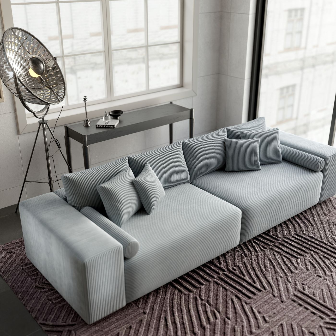 Canapea extensibilă dumonde cu ladă de depozitare si sezut confortabil din spuma HR, Marbela Zoom Grey XXL 295x100 cm fabrica