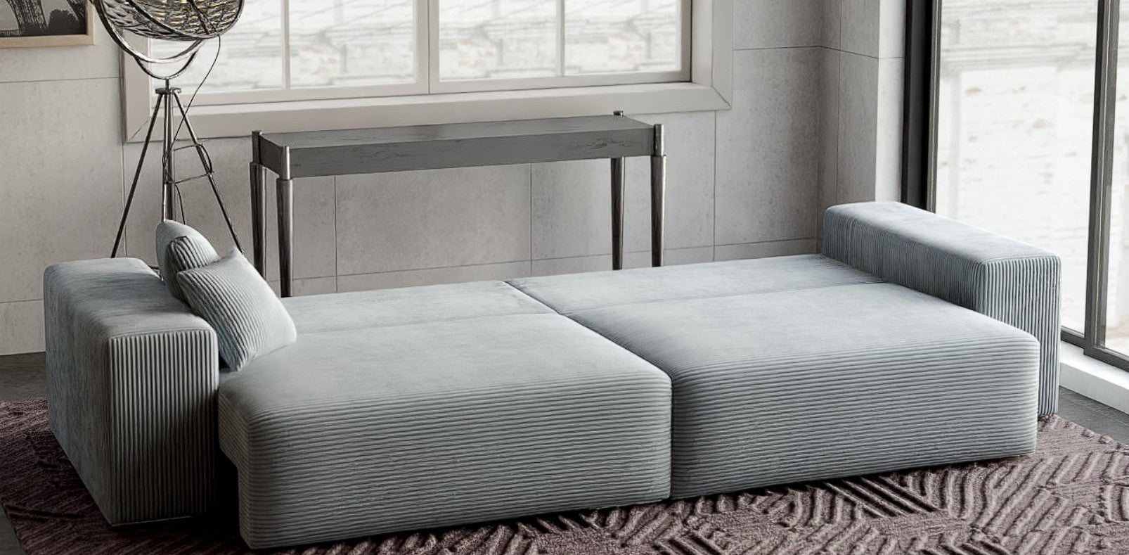 Canapea extensibilă dumonde cu ladă de depozitare si sezut confortabil din spuma HR, Marbela Zoom Grey XXL 295x100 cm fabrica