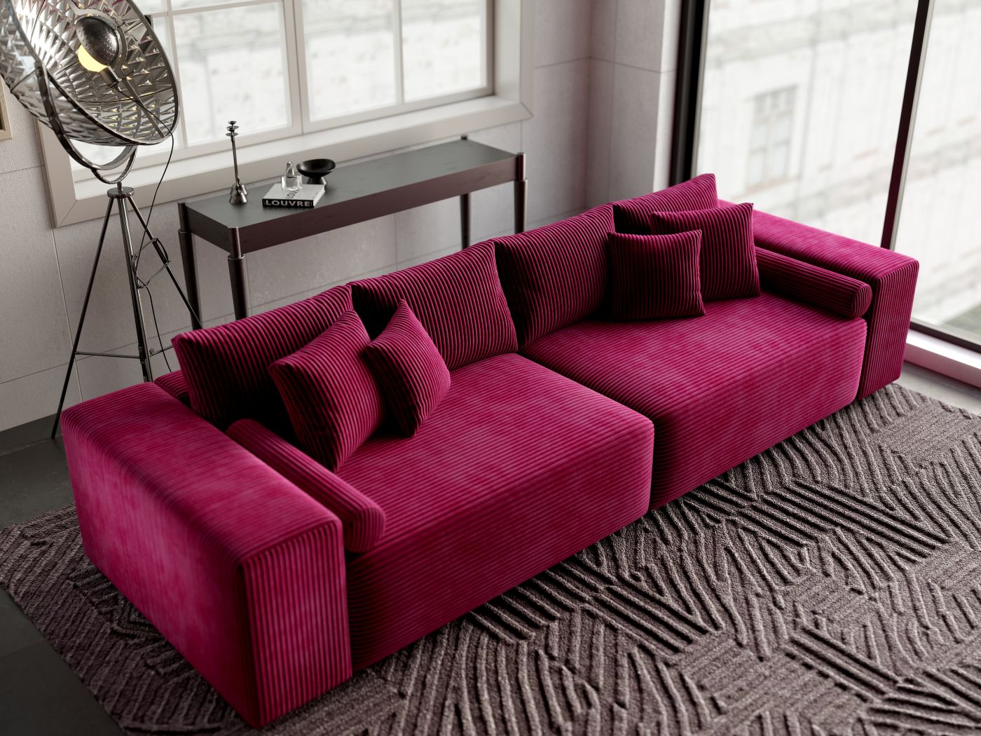 Canapea extensibilă dumonde cu ladă de depozitare si sezut confortabil din spuma HR, Marbela Zoom Red XXL 295x100 cm fabrica