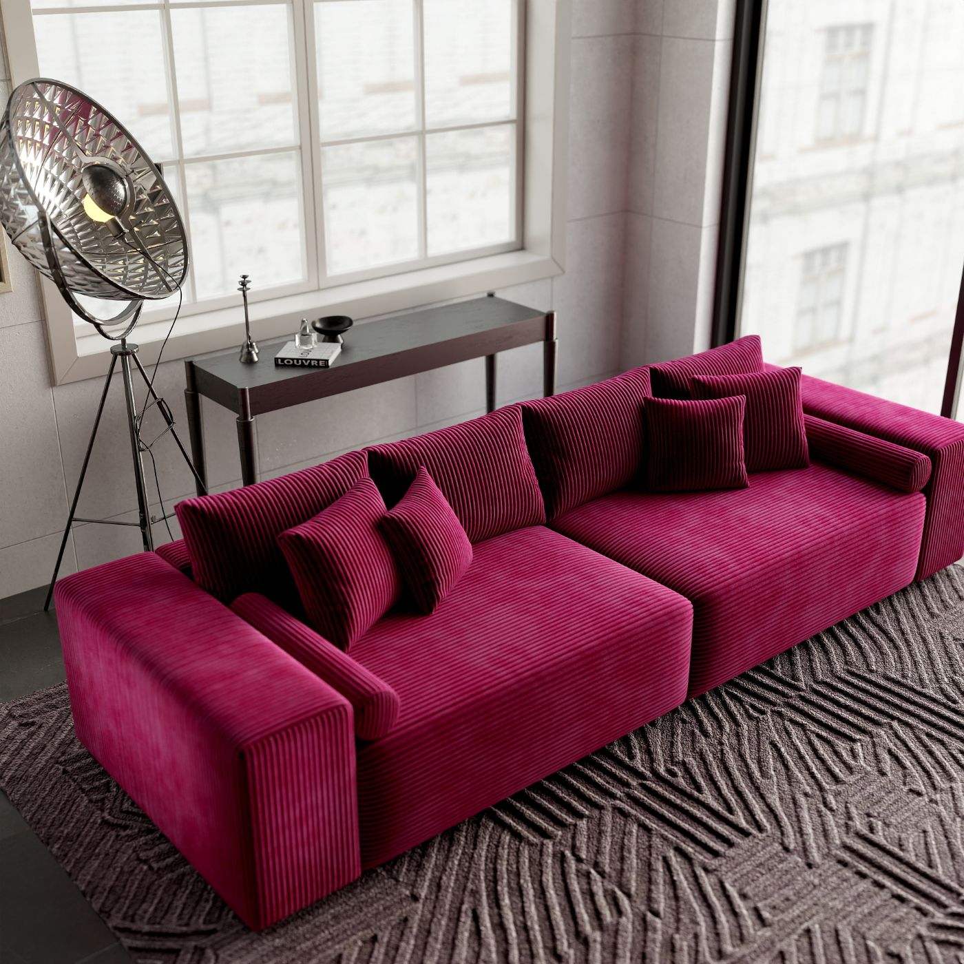 Canapea extensibilă dumonde cu ladă de depozitare si sezut confortabil din spuma HR, Marbela Zoom Red XXL 295x100 cm fabrica