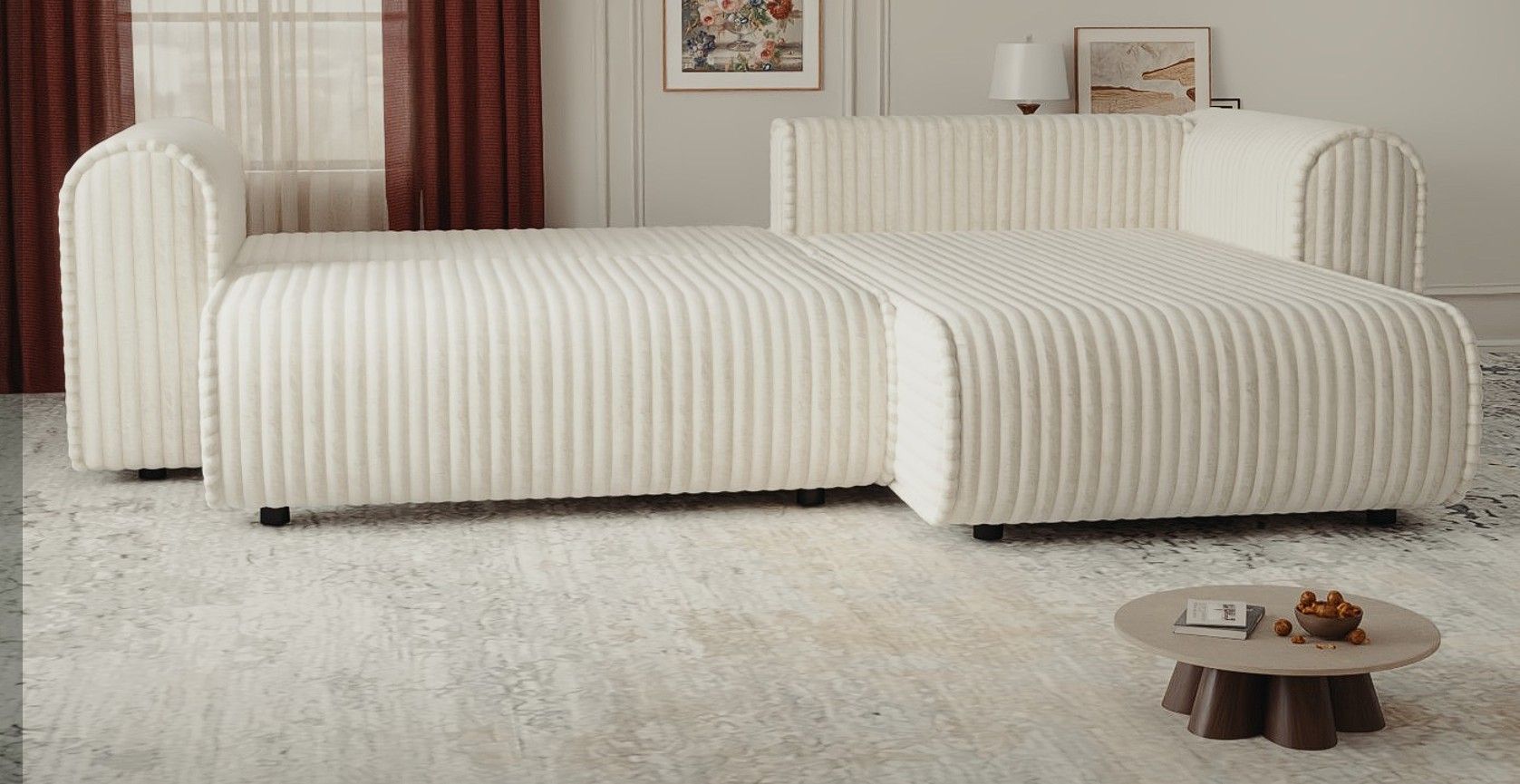 Colțar extensibil dumonde cu ladă de depozitare si sezut confortabil din spuma high-density, Monaco L Tilia Grafit II 270x100 cm