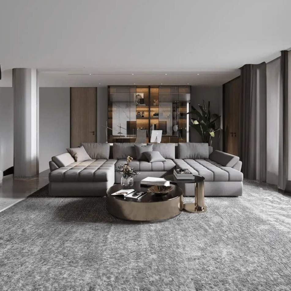 Dumonde kihúzható sarokgarnitúra tárolórekesszel és kényelmes, nagy sűrűségű szivacs ülőfelülettel, Loana U Enjoy Grey 355x185 cm