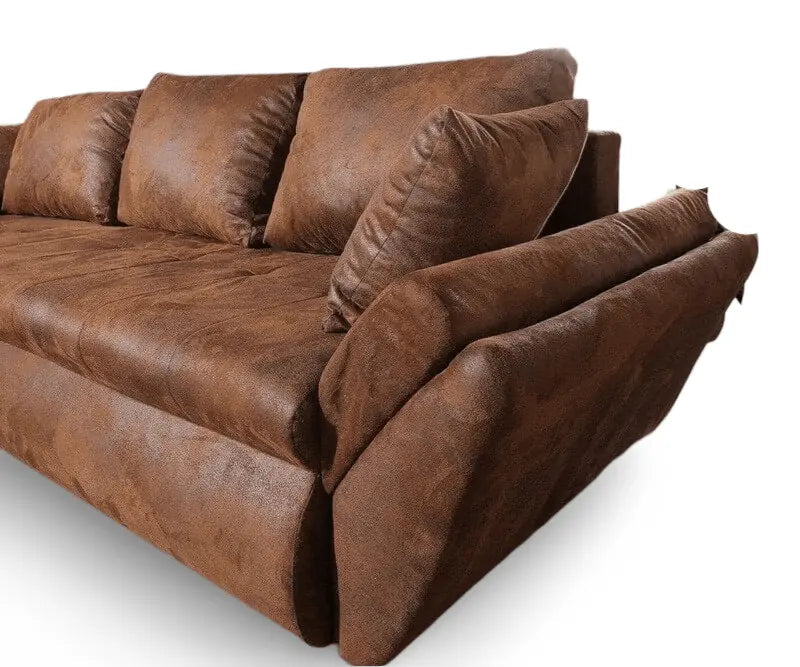 Colțar extensibil dumonde cu ladă de depozitare si sezut confortabil din spuma high-density, Loana Madagaskar Brown II 270x185 cm