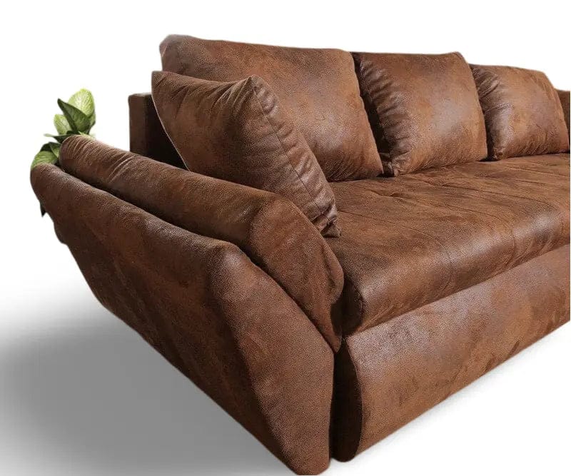 Colțar extensibil dumonde cu ladă de depozitare si sezut confortabil din spuma high-density, Loana Madagaskar Brown 270x185 cm