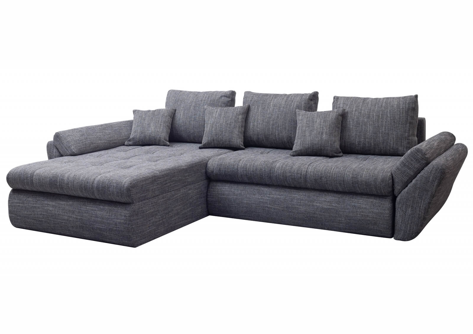 Colțar extensibil dumonde cu ladă de depozitare si sezut confortabil din spuma high-density, Loana Magma Grey 270x185 cm