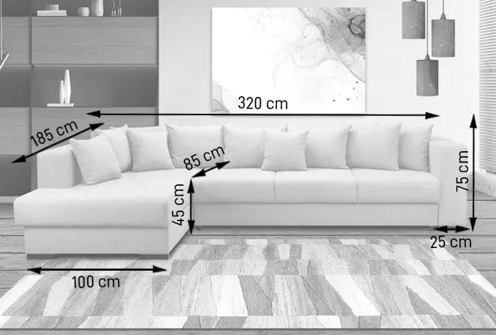 Colțar extensibil cu ladă de depozitare si sezut confortabil din spuma HR, Gloria Green Lux 320x183 cm