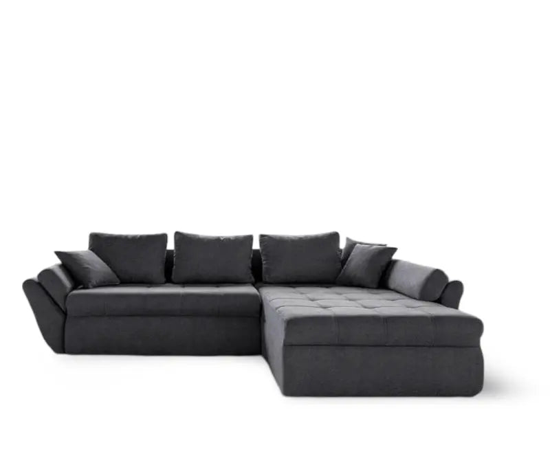 Colțar extensibil dumonde cu ladă de depozitare si sezut confortabil din spuma high-density, Loana Enjoy Grafit II 270x185 cm