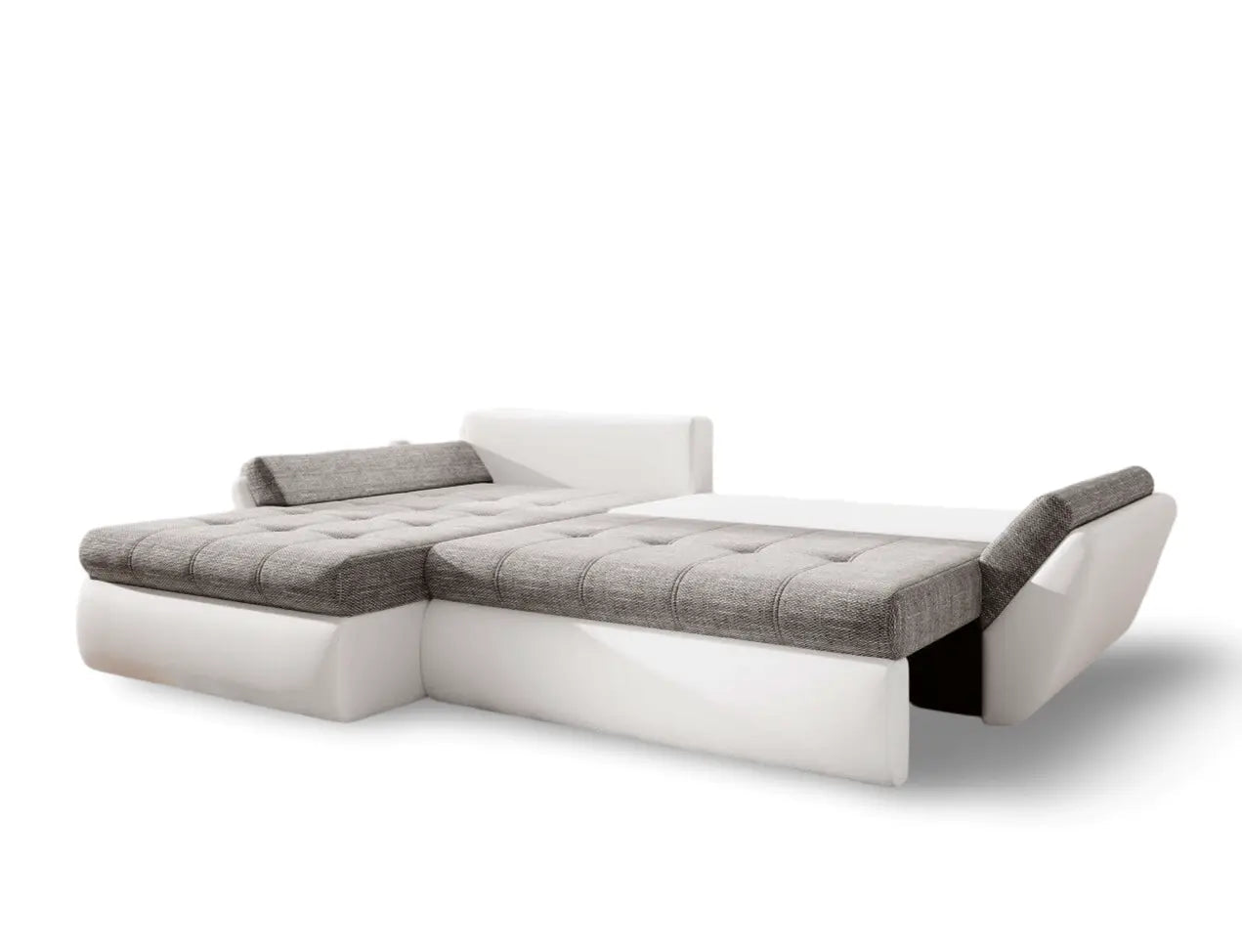 Colțar extensibil dumonde cu ladă de depozitare si sezut confortabil din spuma high-density, Loana Magma White II 275x185 cm