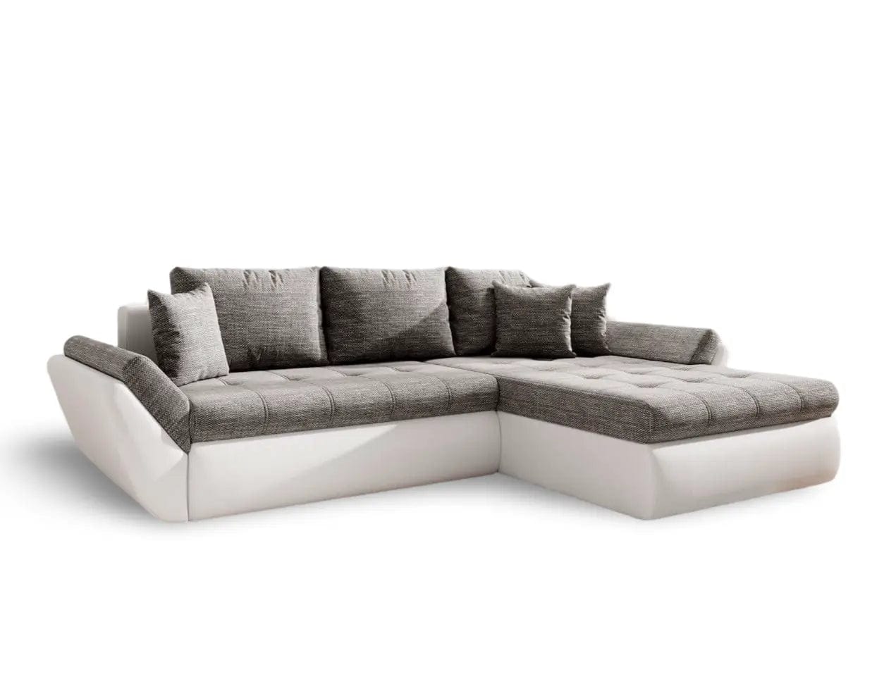 Colțar extensibil dumonde cu ladă de depozitare si sezut confortabil din spuma high-density, Loana Magma White 275x185 cm