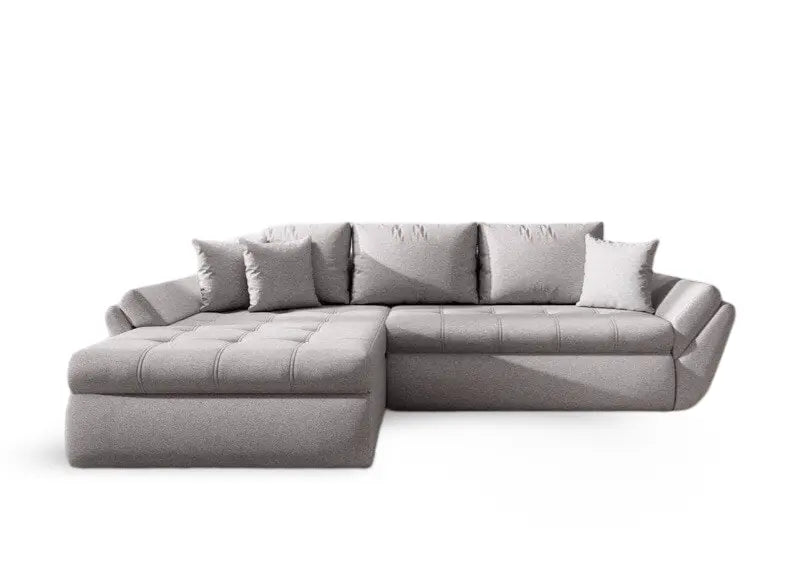 Colțar extensibil dumonde cu ladă de depozitare si sezut confortabil din spuma HR, Loana Grey 270x185 cm Fabrica